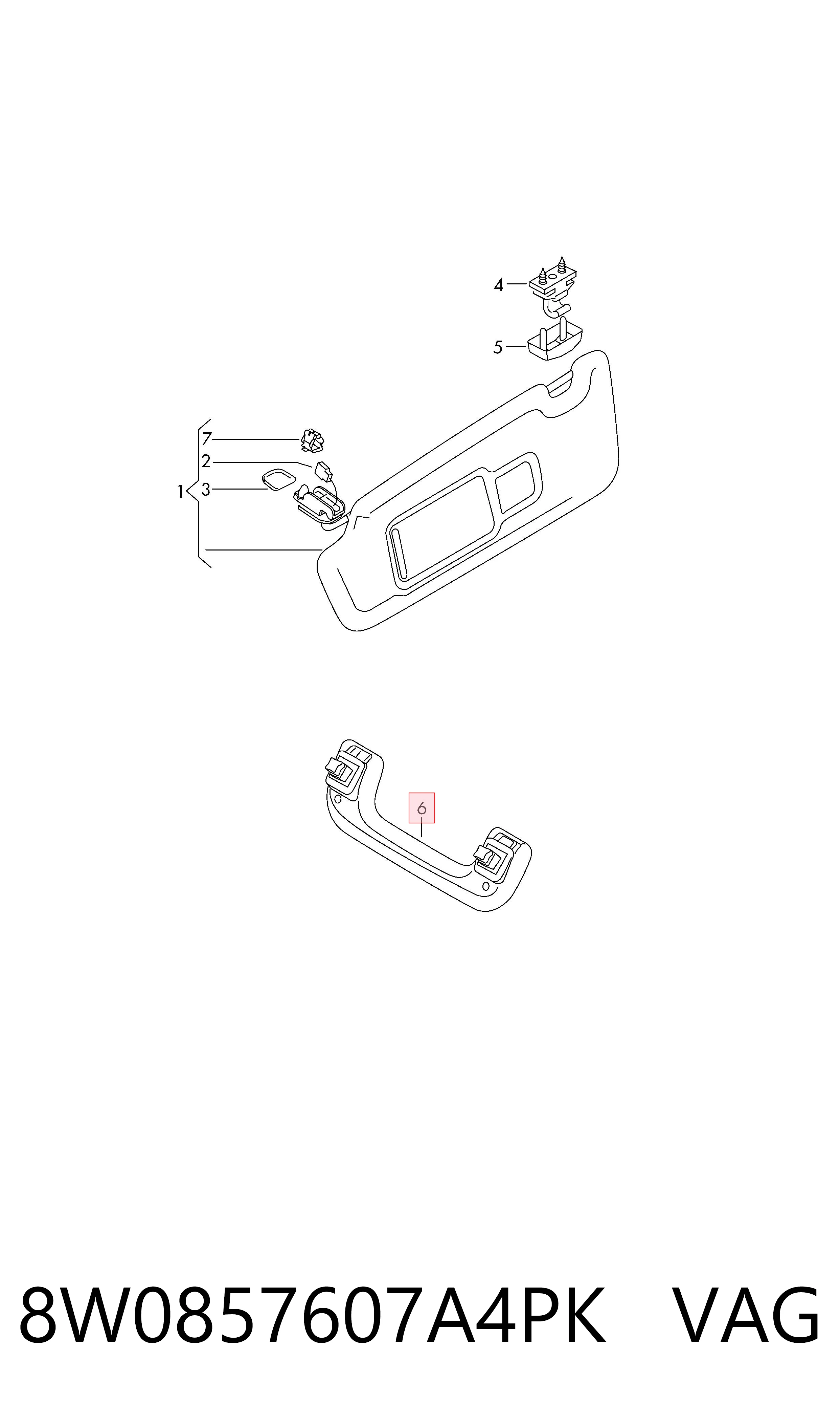 8W0857607A4PK VAG Поручни (держатели) и крючок для одежды
