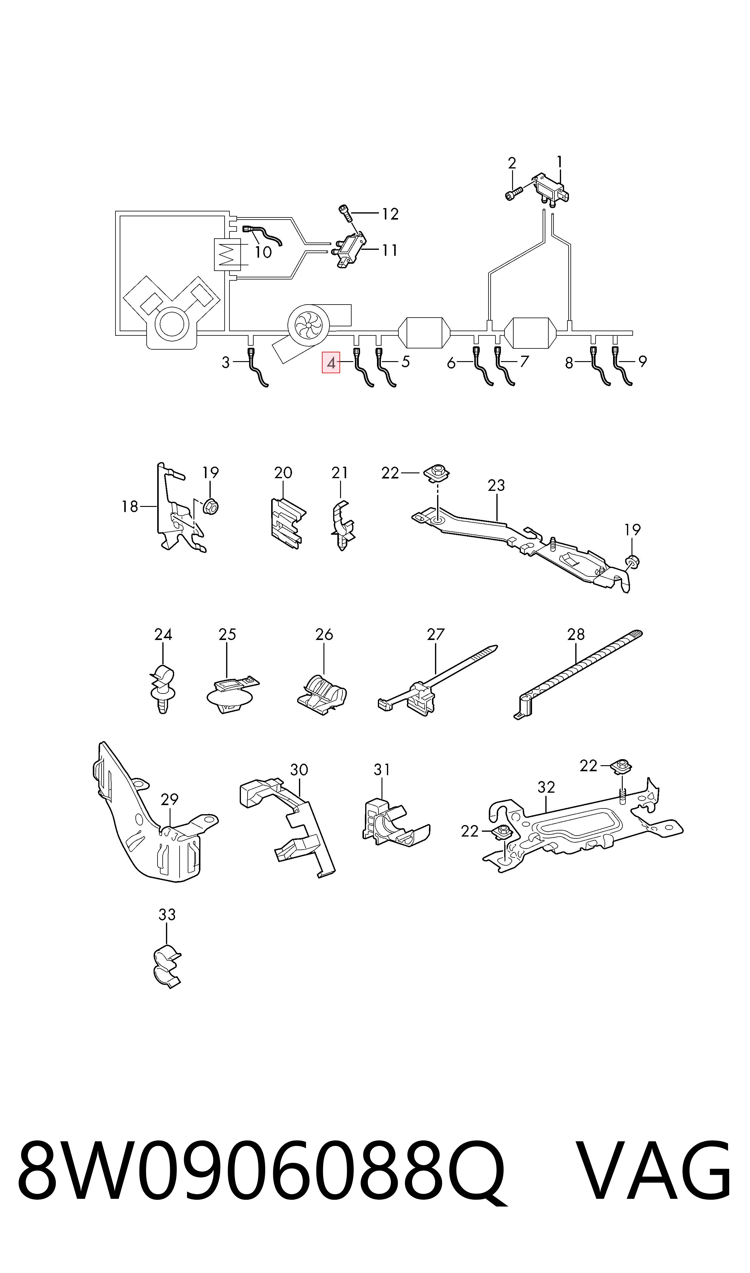 8W0906088Q VAG Датчик температуры отработавших газов (ОГ), до катализатора
