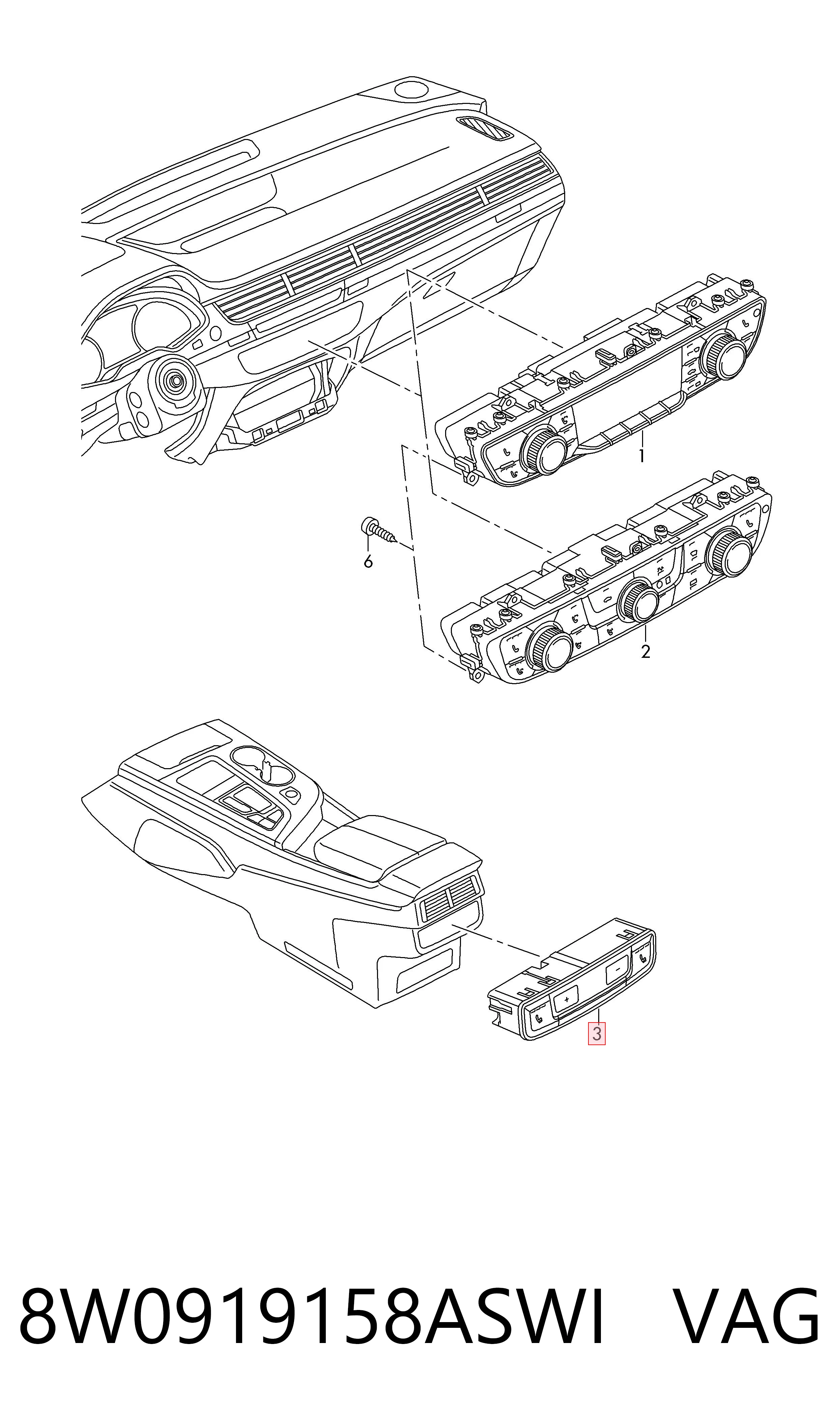 8W0919158ASWI VAG Механизм управления кондиционером
