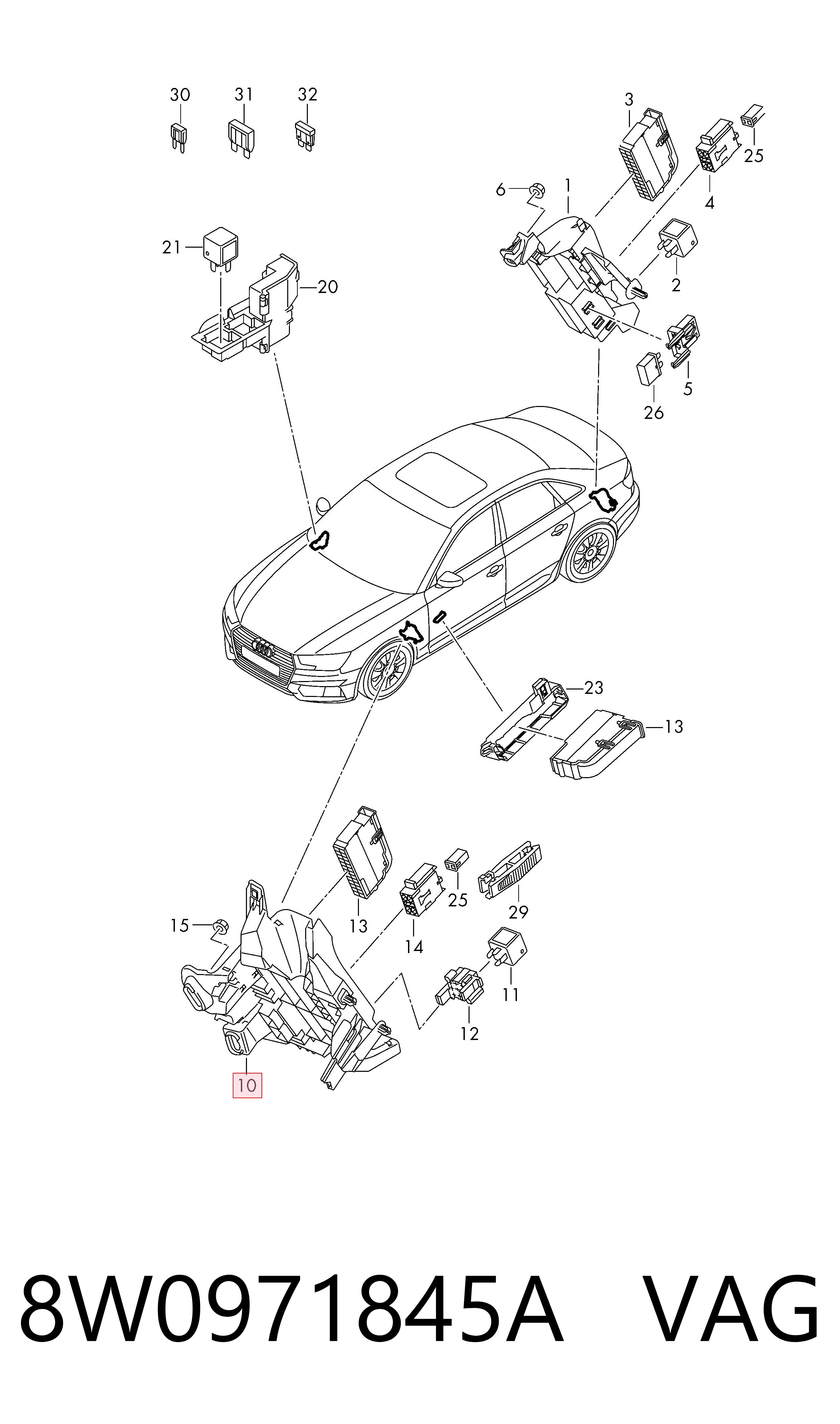 Блок предохранителей VAG 8W0971845A