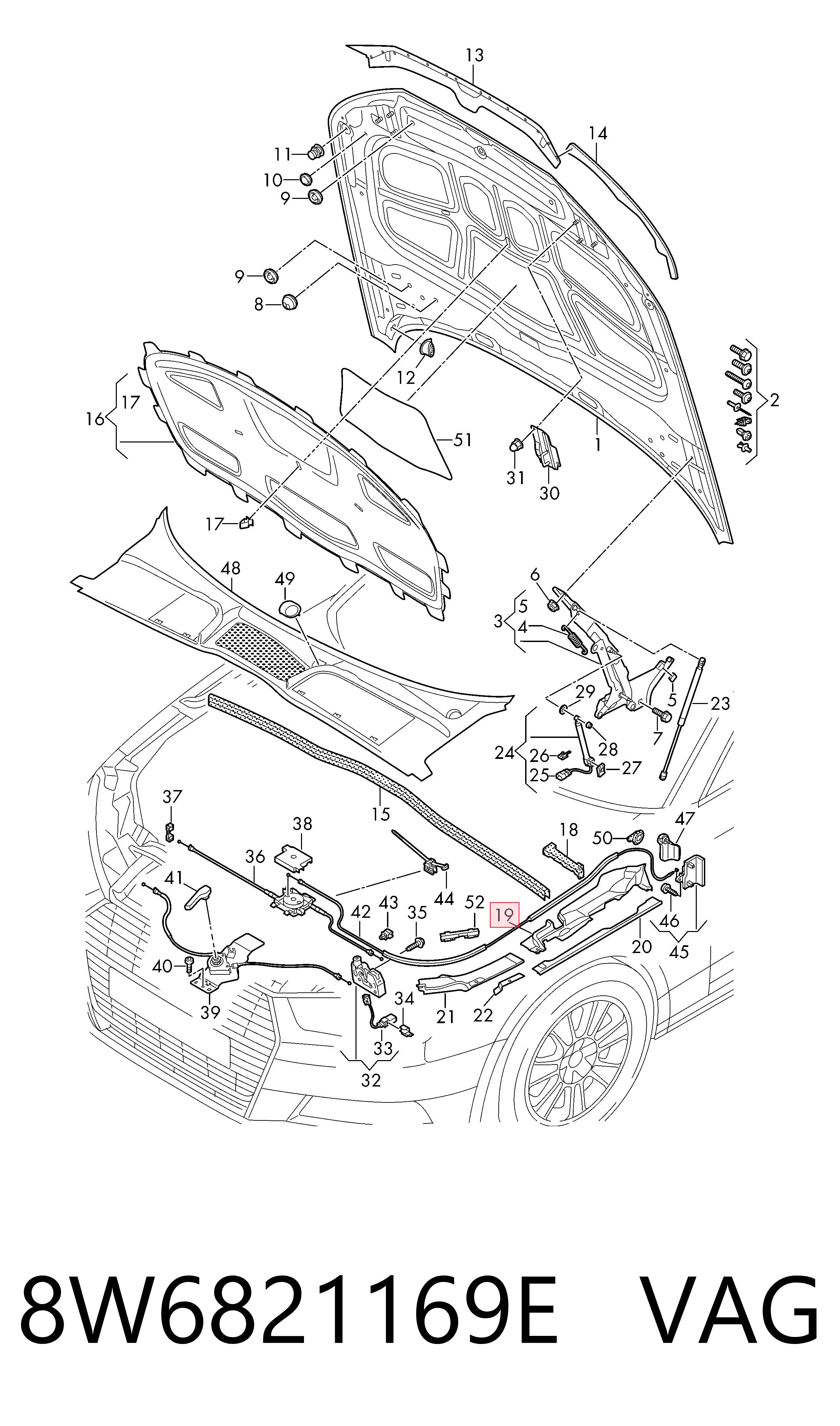Заглушка жабо боковая VAG 8W6821169E цена, от 30.61 USD