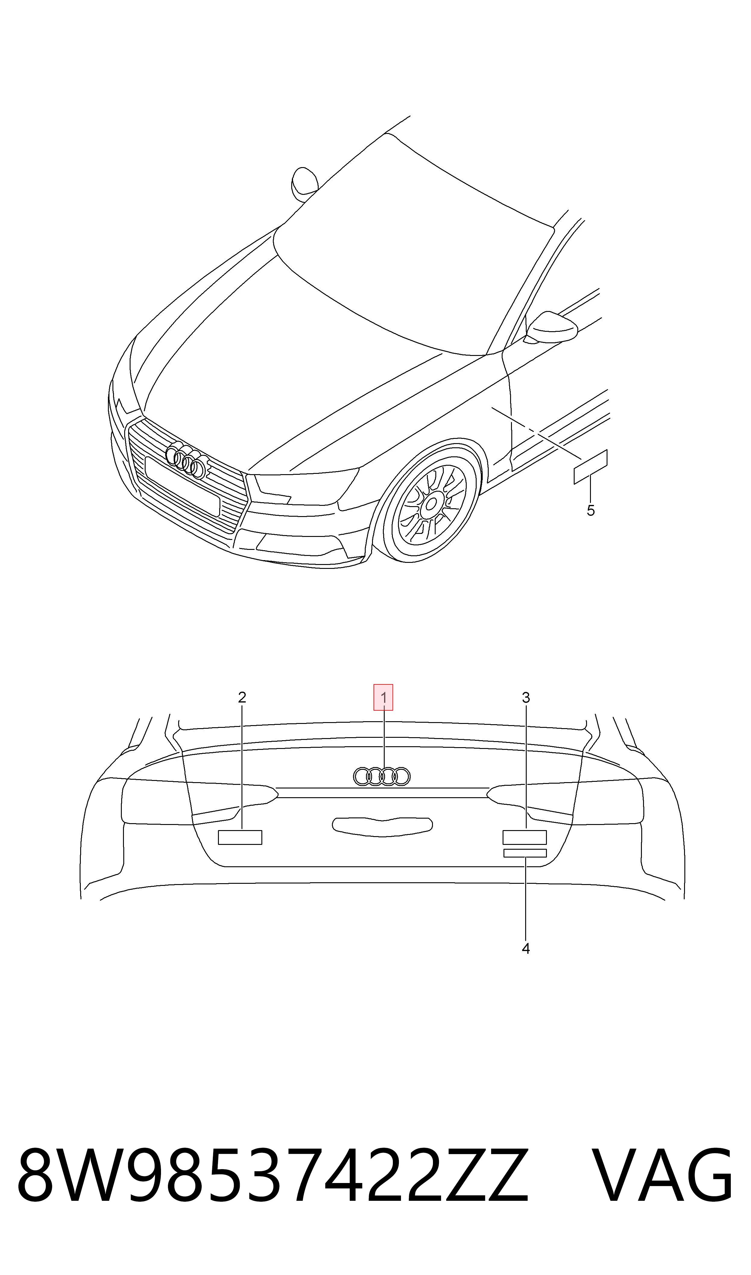 Фирменный значок VAG 8W98537422ZZ цена, от 22.86 USD