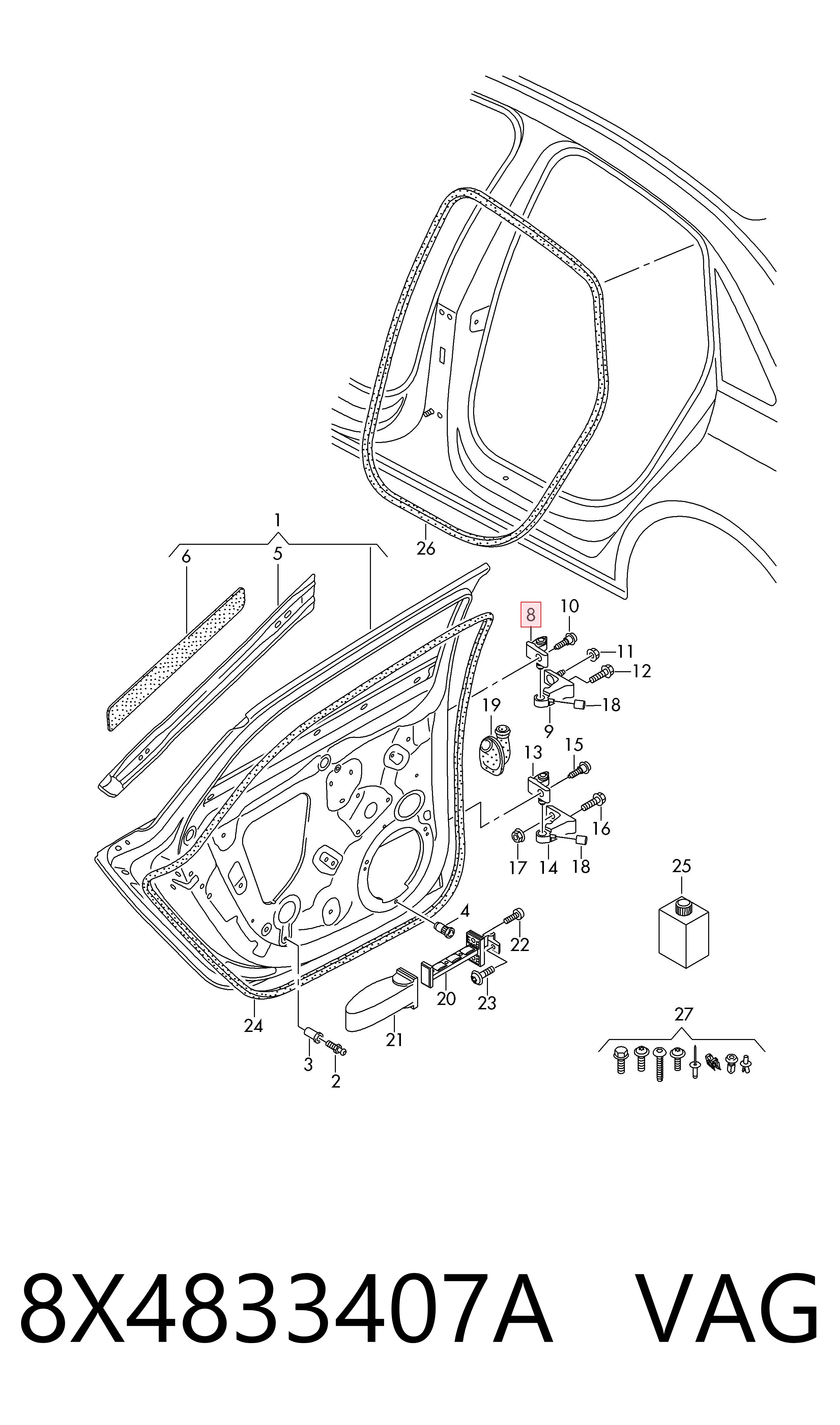 8X4833407A VAG Петля передней двери левая