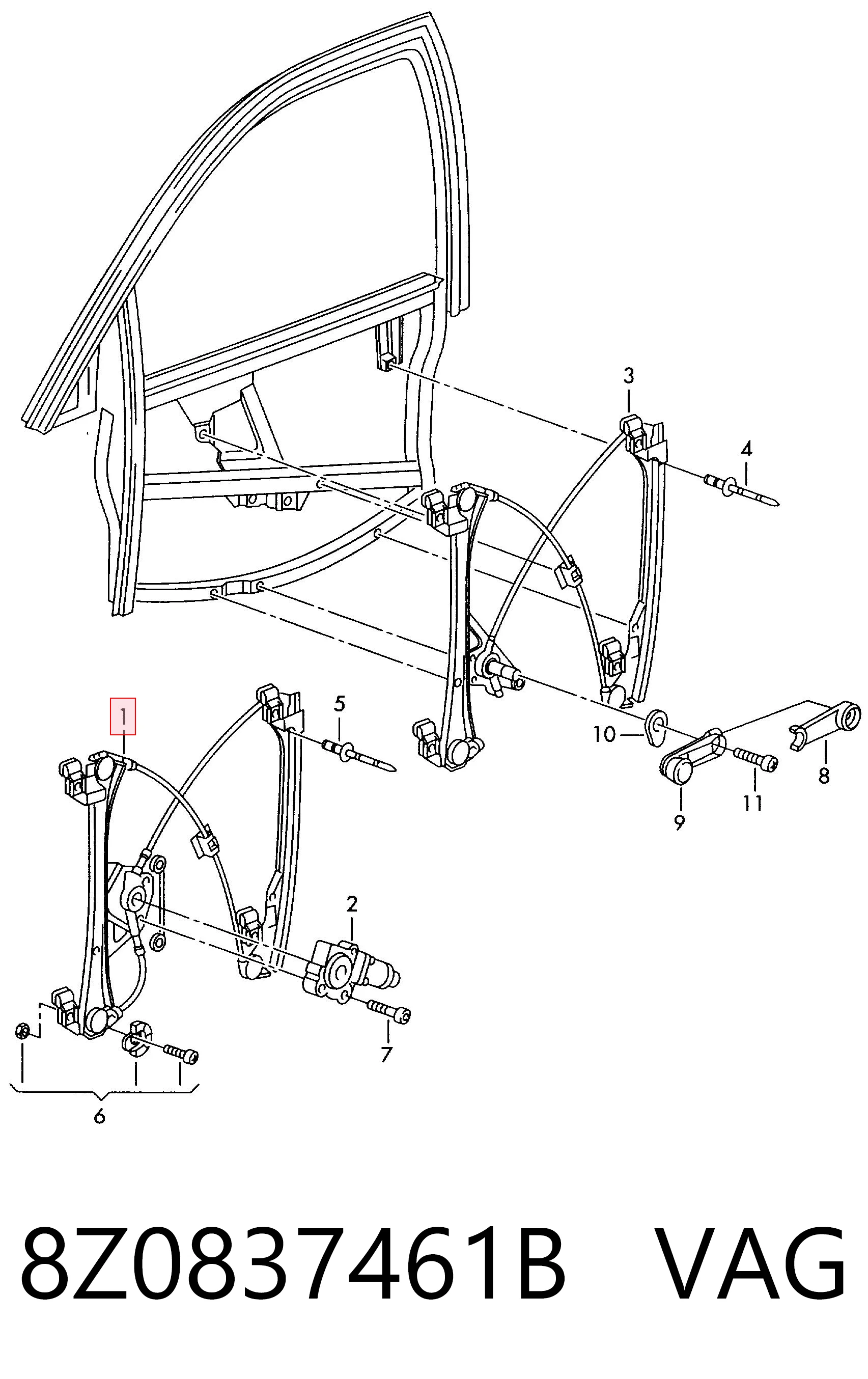  Стеклоподъемник передней левой двери Audi A2 