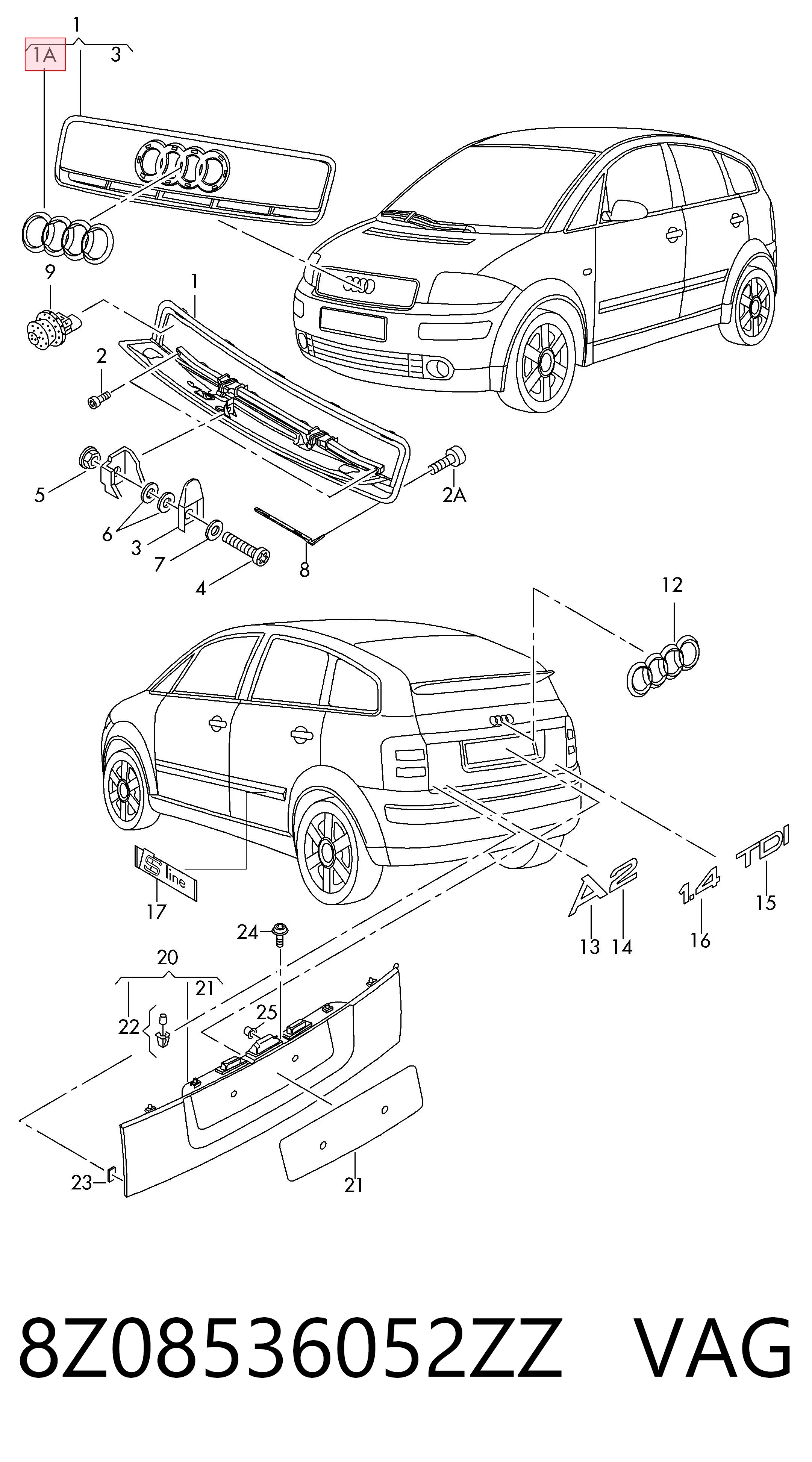 8Z08536052ZZ VAG Эмблема решетки радиатора