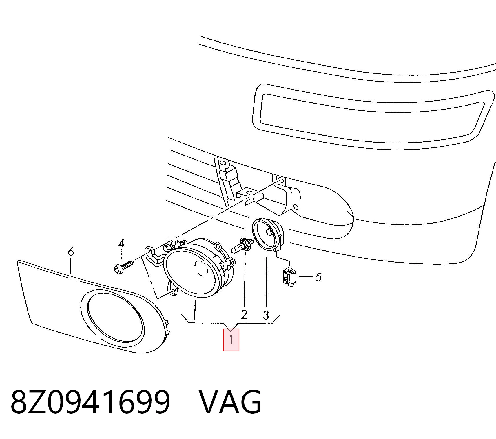 Фара противотуманная, левая Audi A2 хэтчбек (8Z0) (2000 - 2005) цена, от 31.89 USD