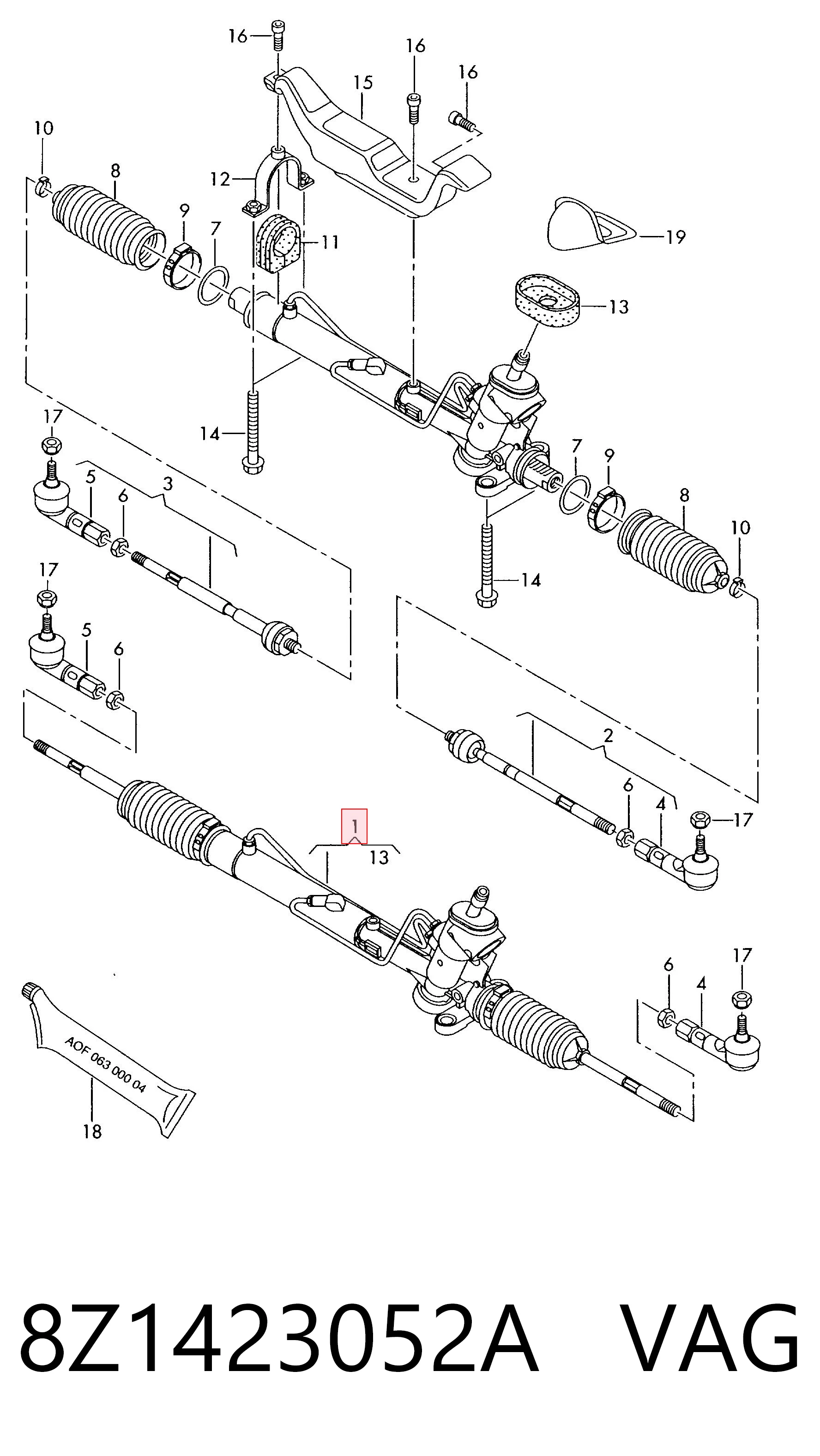 Рейка рулевая VAG 8Z1423052A