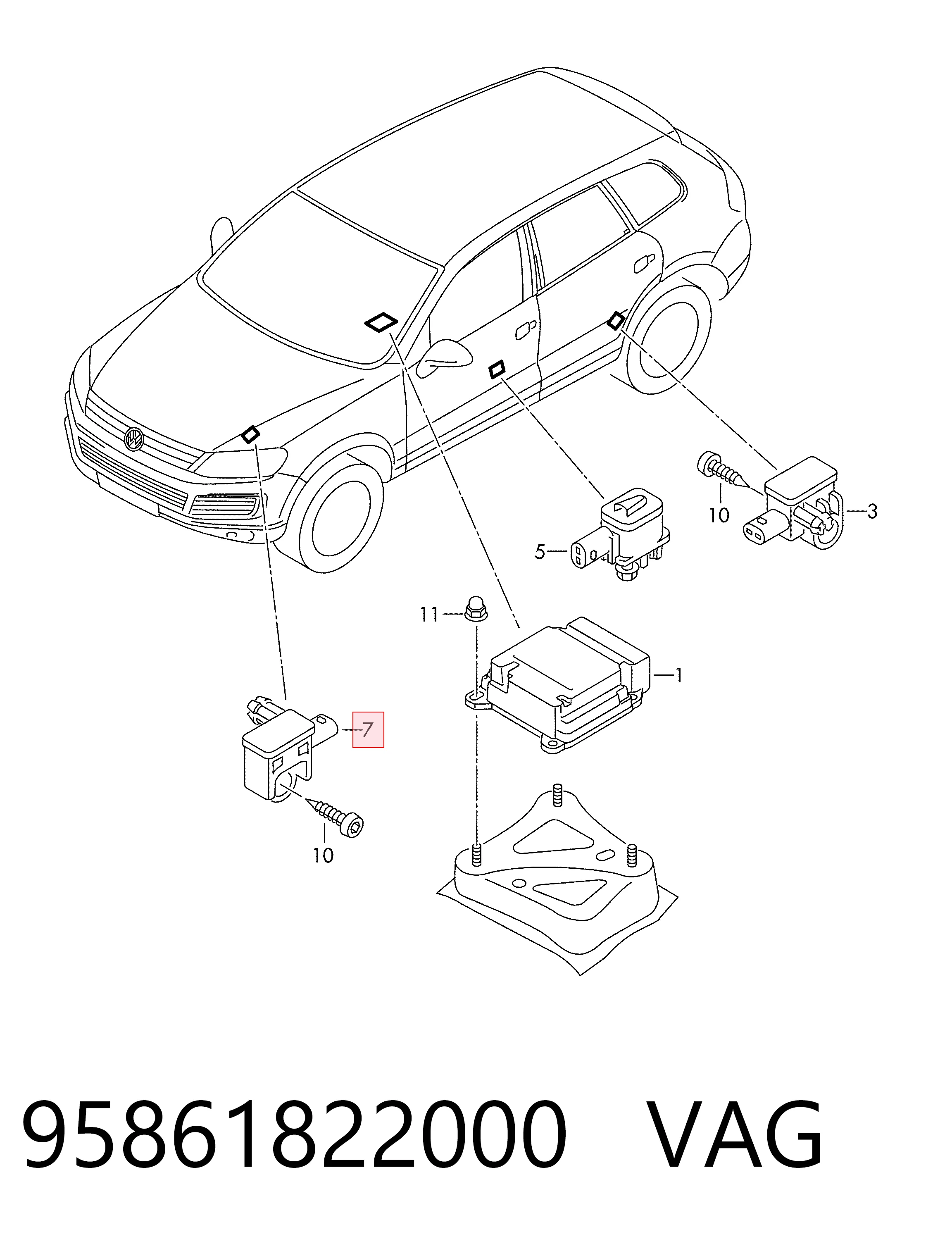 95861822000 VAG Датчик AIRBAG передний