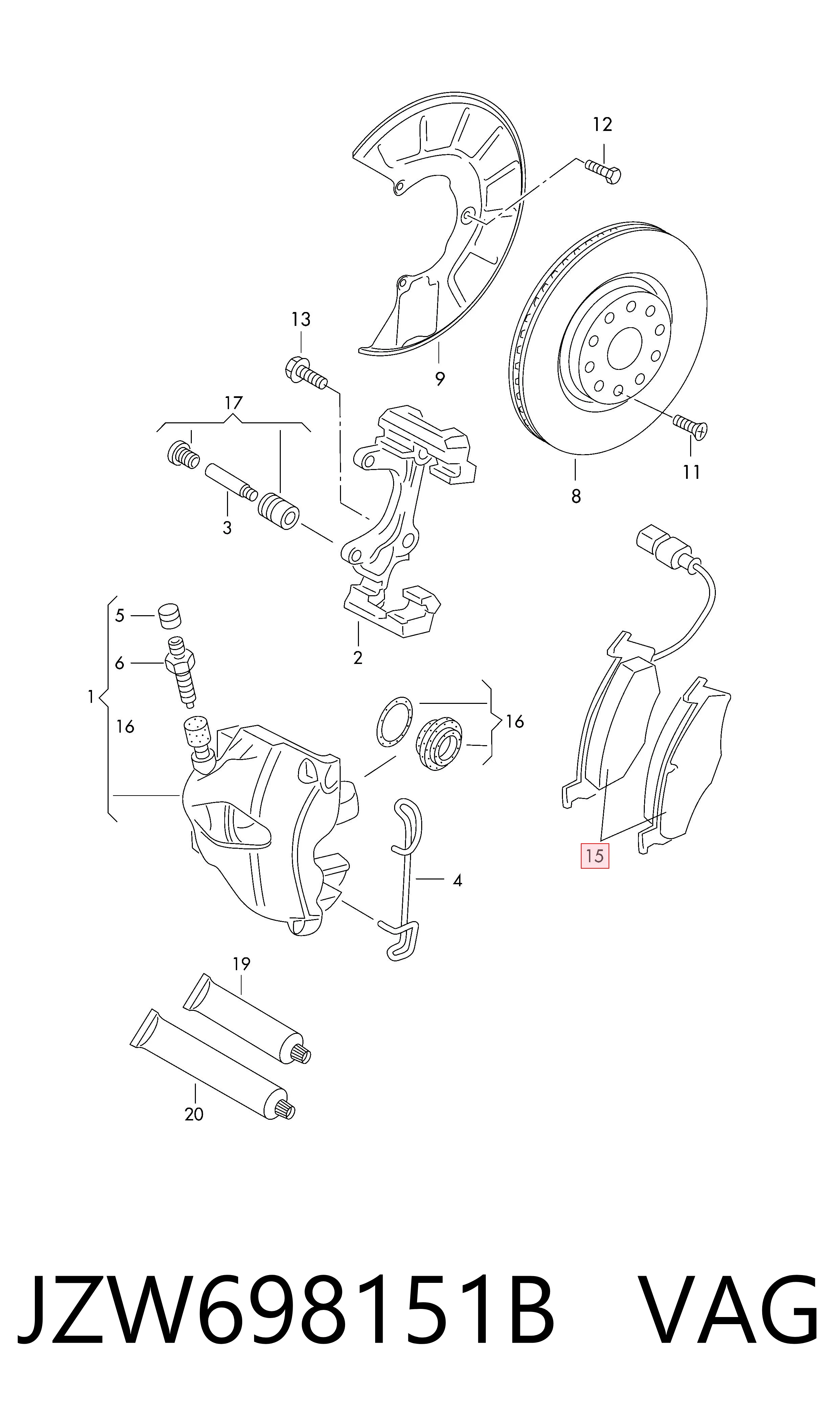 JZW698151B VAG Колодки передние