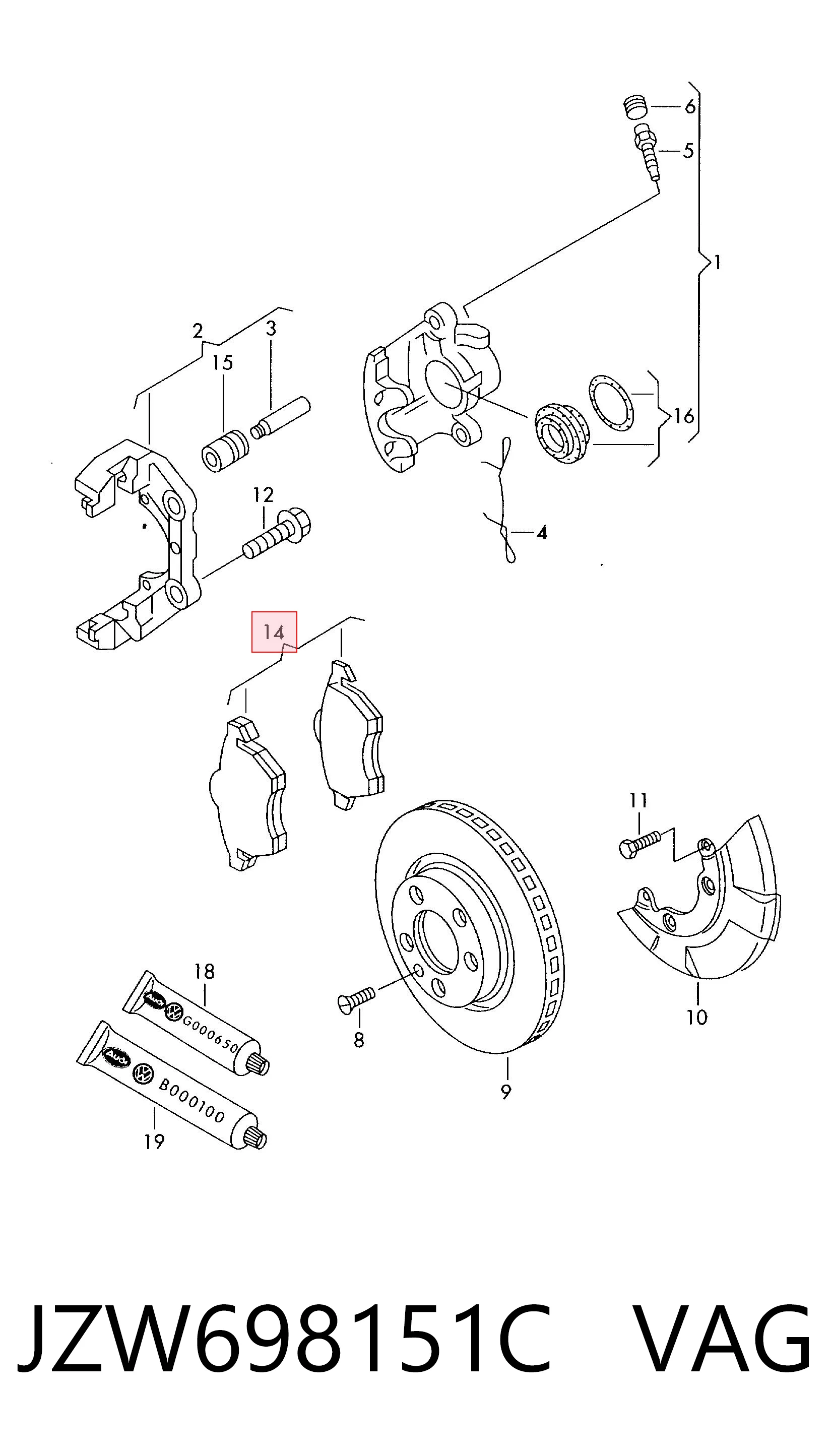 JZW698151C VAG Колодки передние