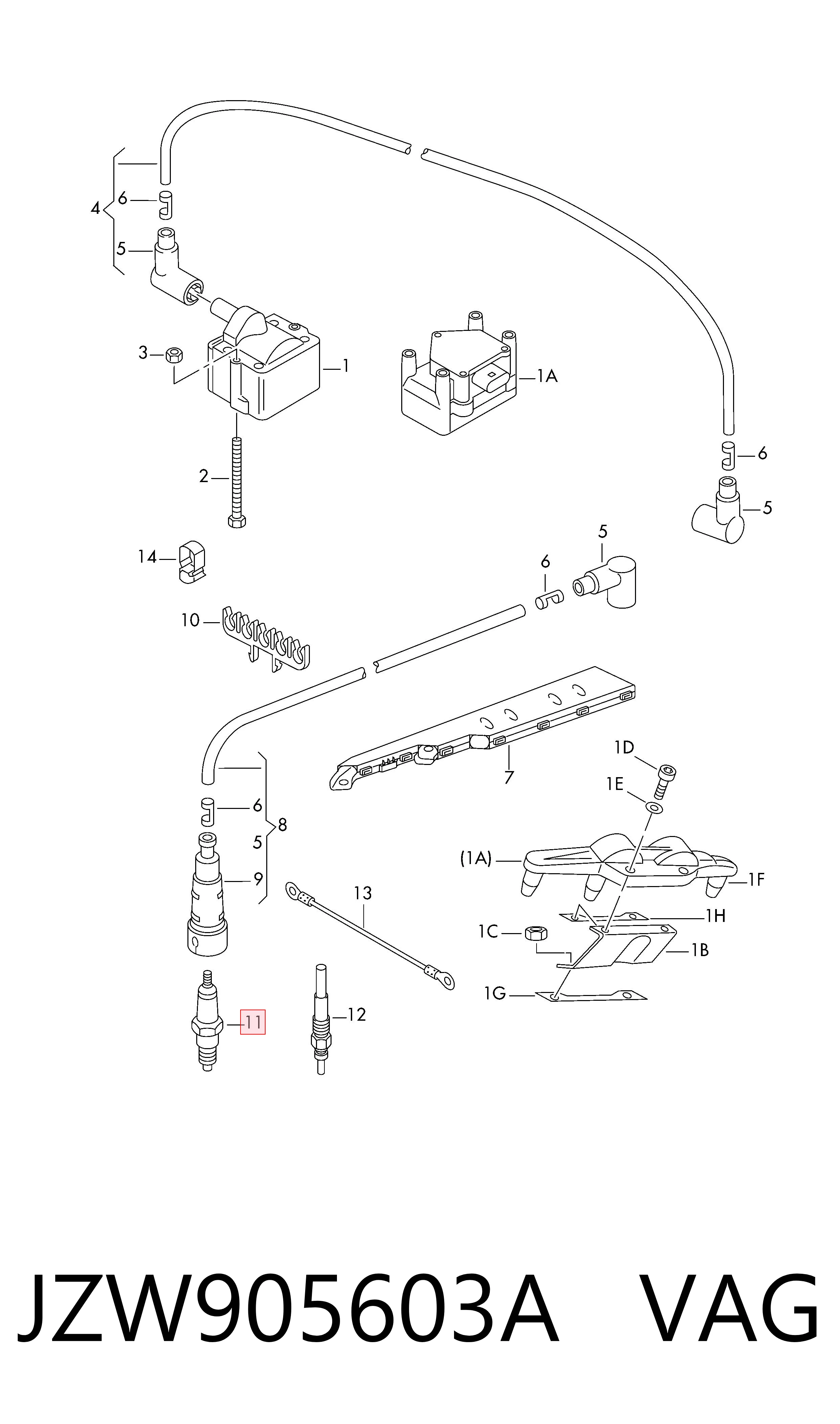 JZW905603A VAG Свечи зажигания