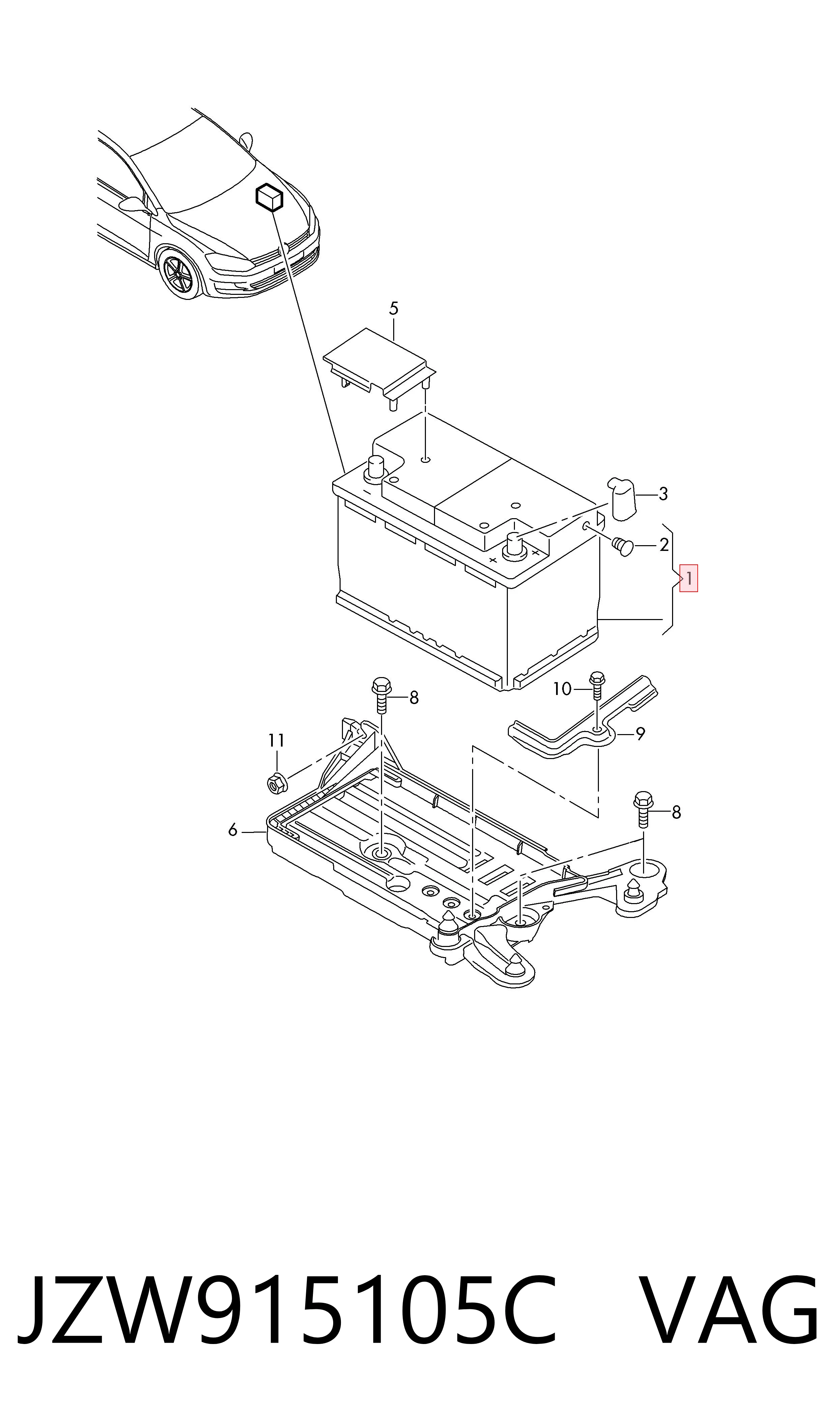JZW915105C VAG Аккумуляторная батарея
