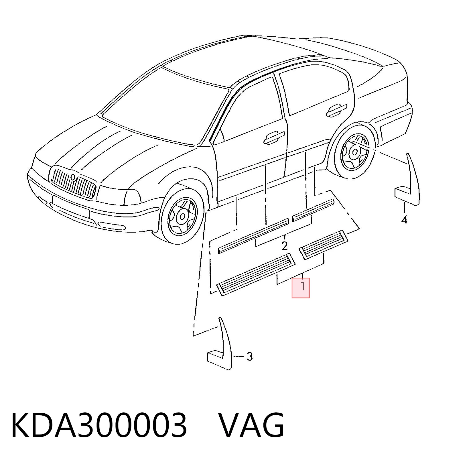 KDA300003 VAG Накладка дверного порога внутренняя, комплект 4 шт