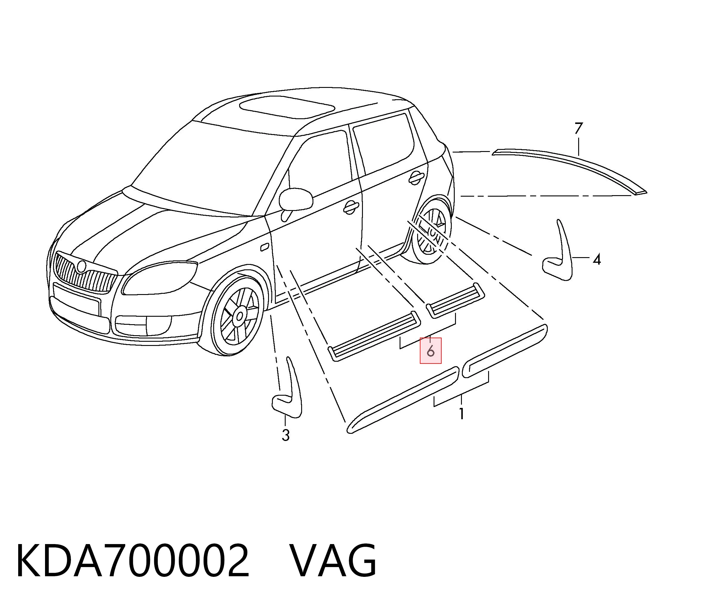 KDA700002 VAG Накладка дверного порога внутренняя, комплект 4 шт