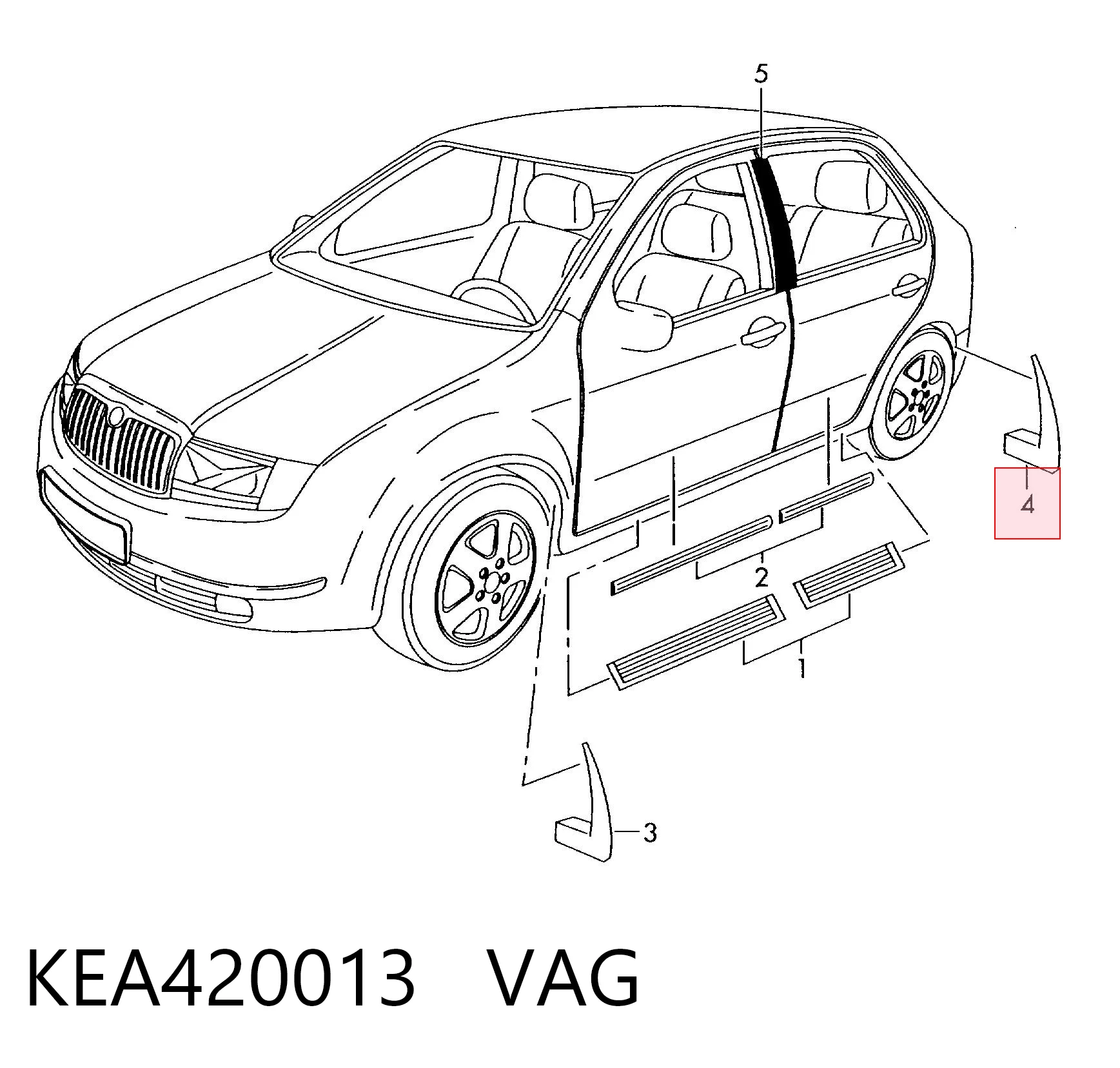 Брызговики задние, комплект на Skoda Fabia I 6Y5