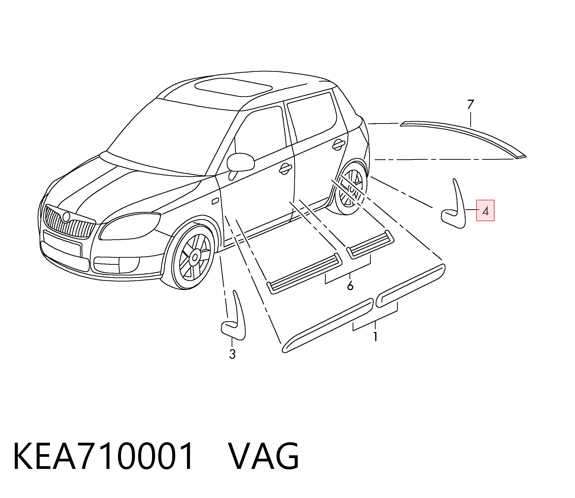 KEA710001 VAG Брызговики задние, комплект
