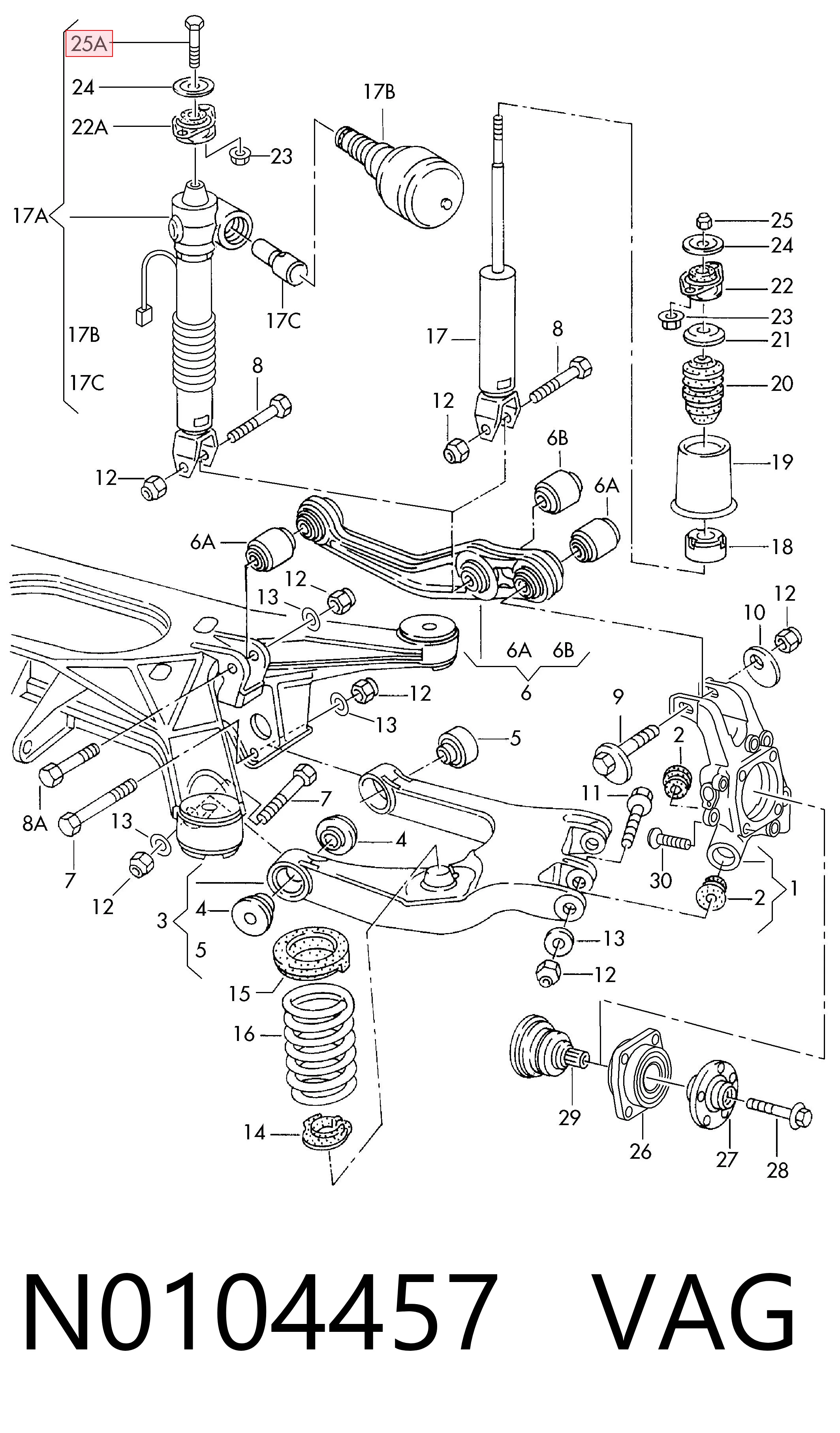 Болт крепления передней шаровой опоры к цапфе N0104453 Porsche
