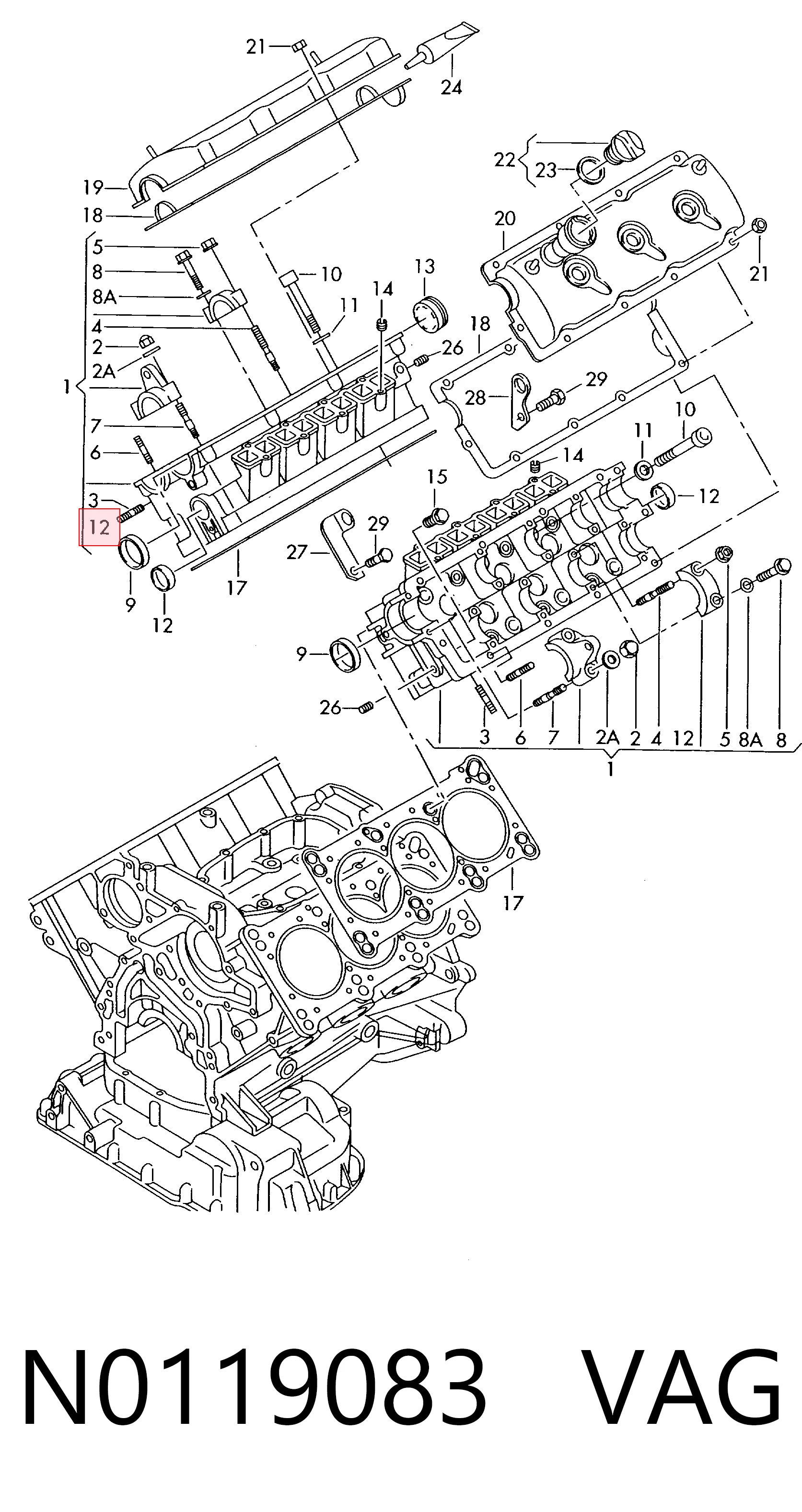 Заглушка ГБЦ N0119082 Porsche