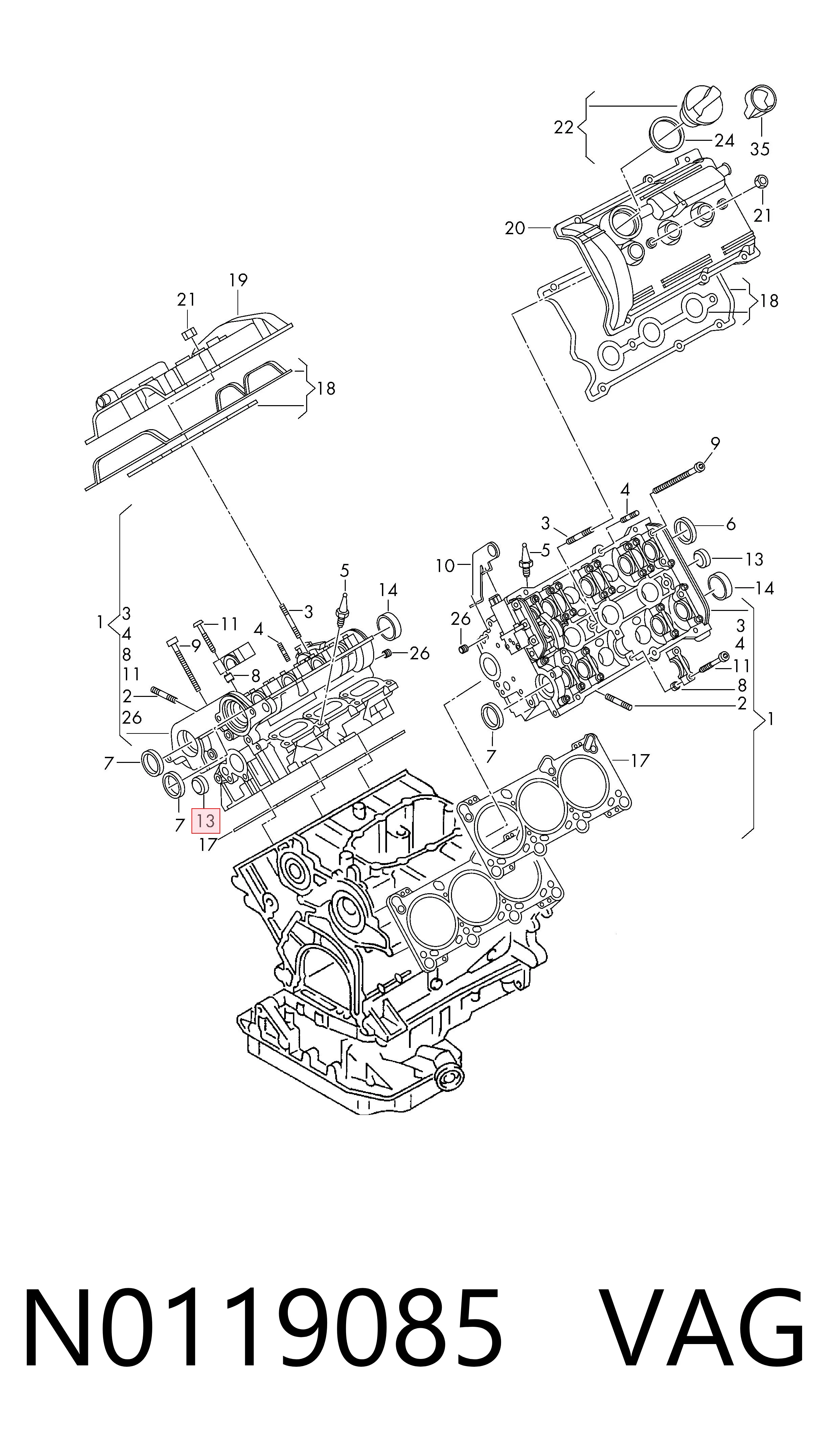 Крышка ГБЦ VAG N0119085 цена, от 3.14 USD