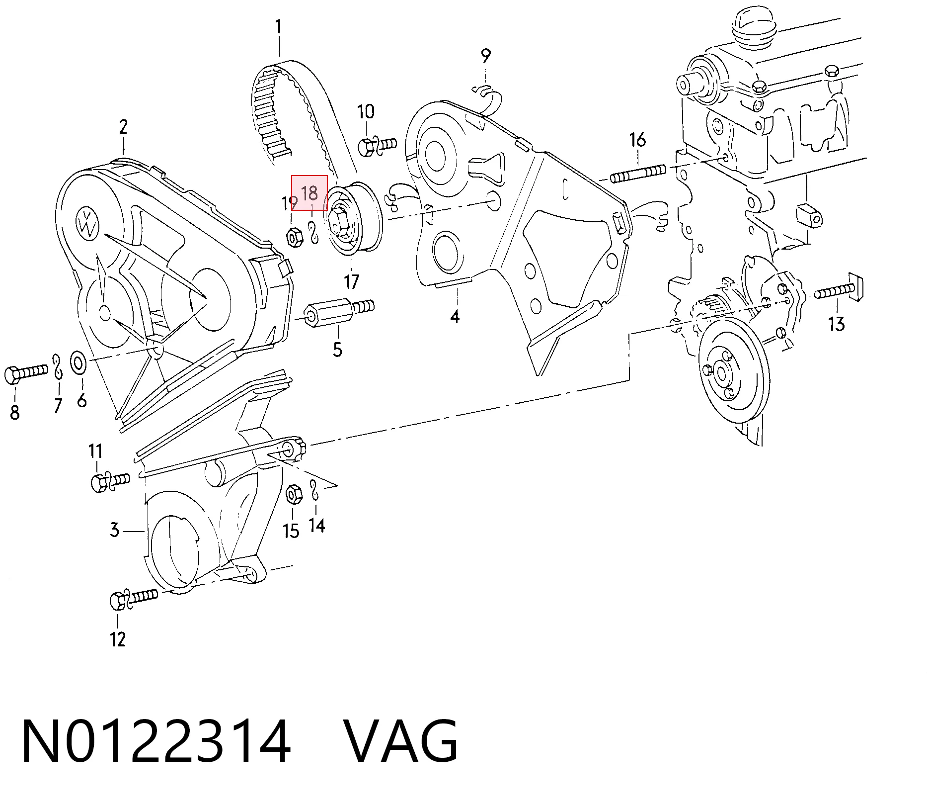 N0122314 VAG Комплект ремня ГРМ