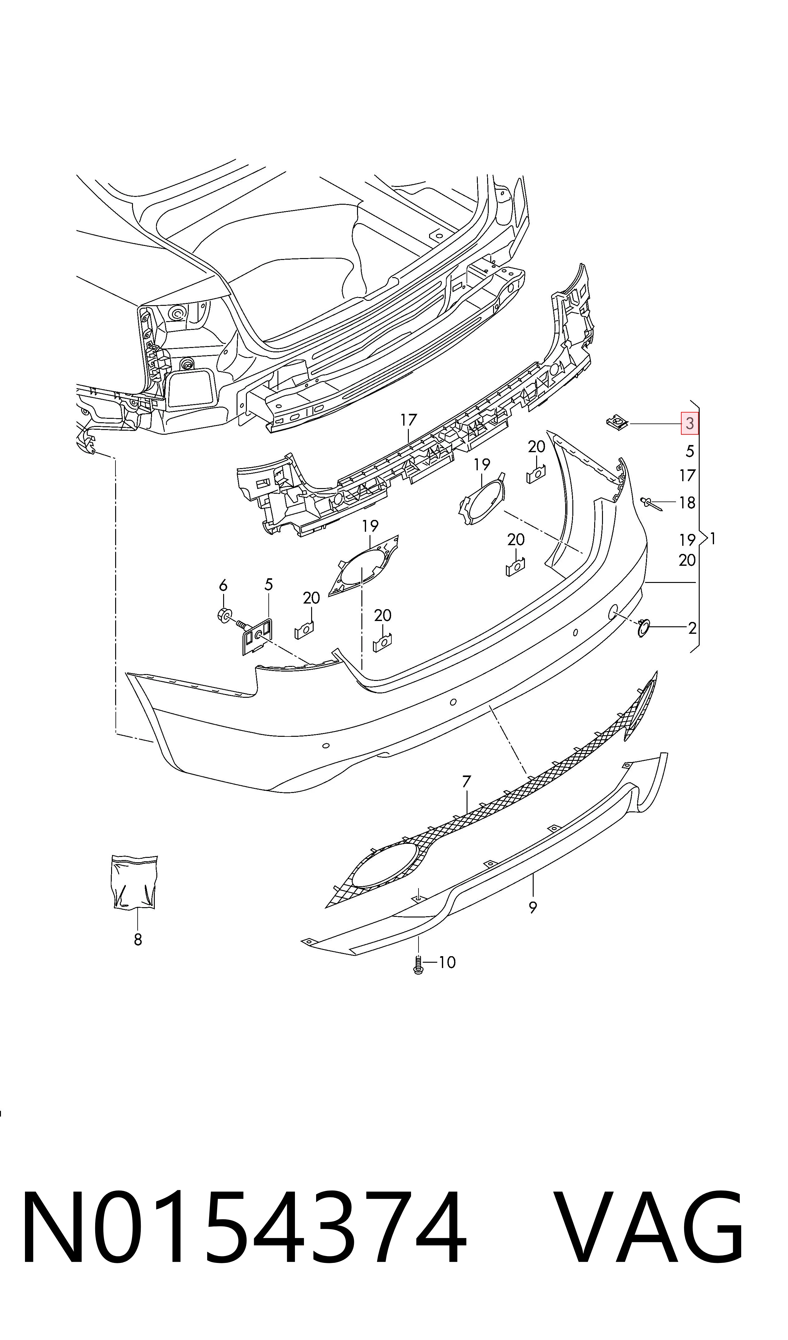  VAG N0154374 цена, от 0.84 USD