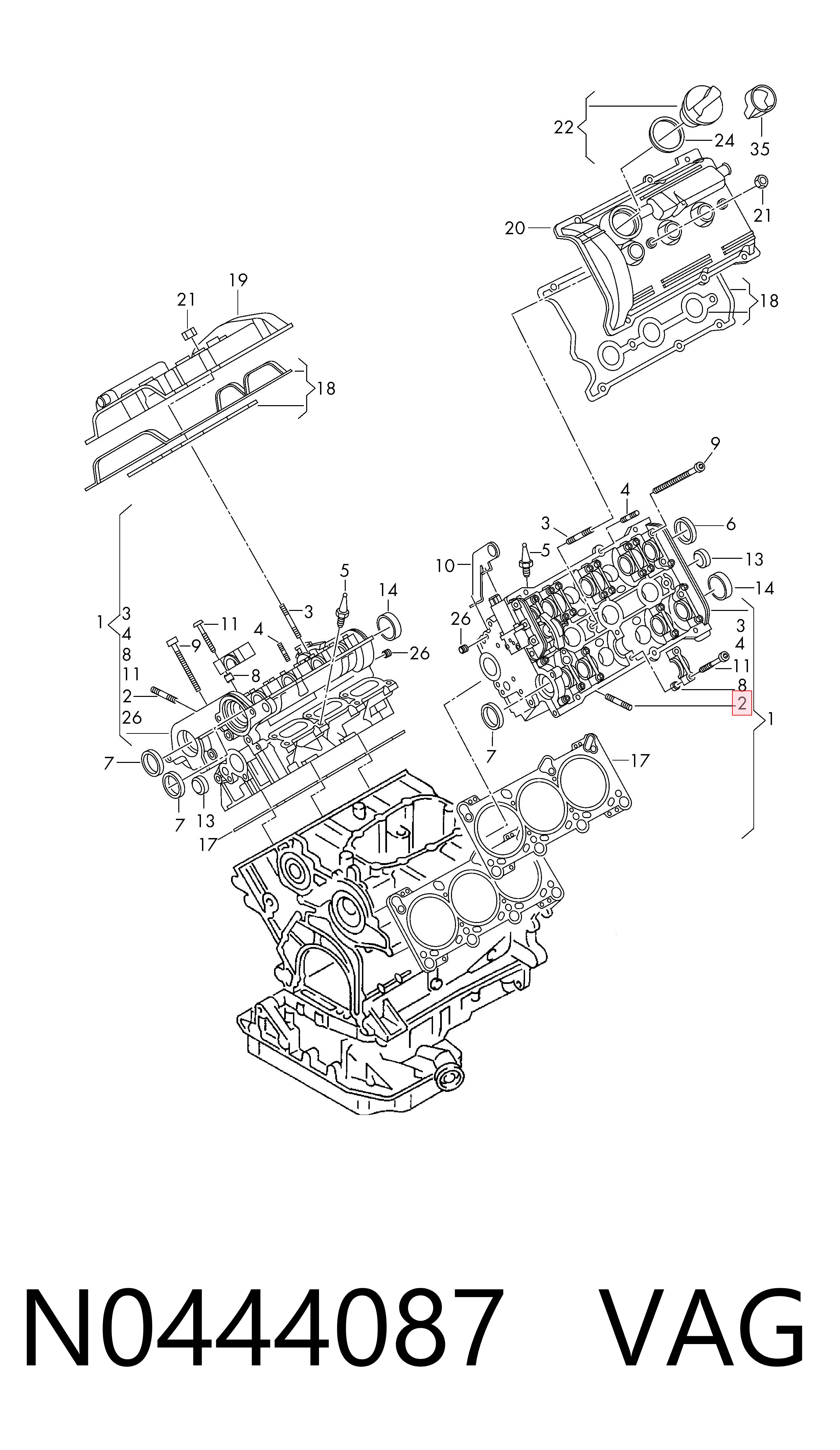 N0444087 VAG Шпилька выпускного коллектора