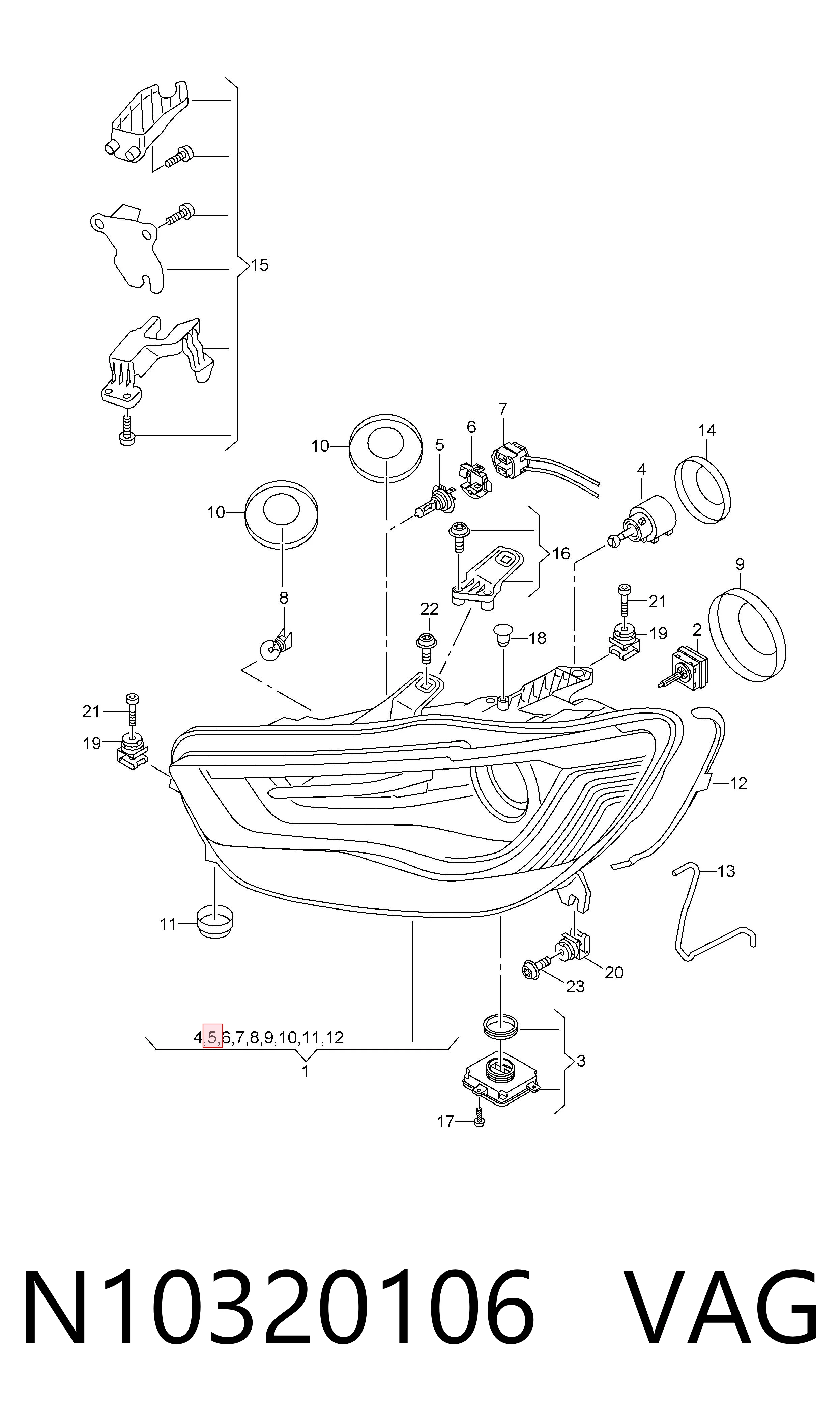 Дальний, ближний свет галогенн VAG N10320106 цена, от 14.48 USD