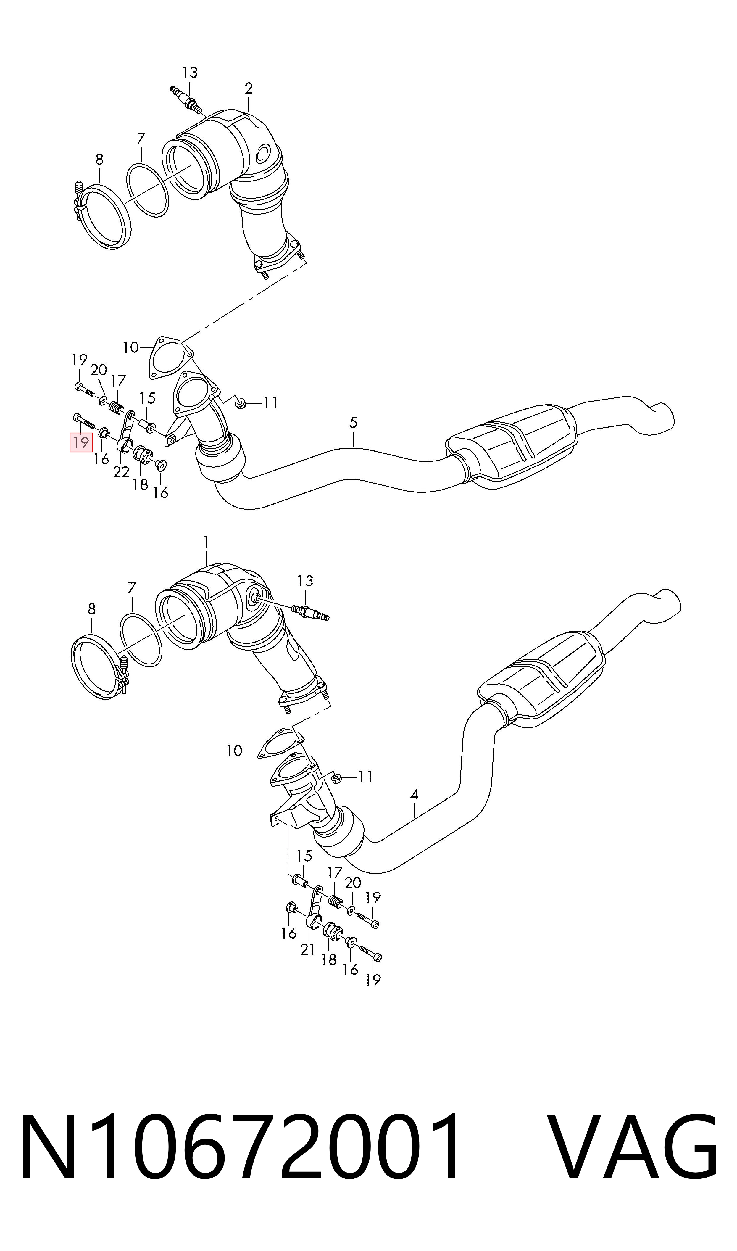 N10672001 VAG Болт (шпилька) передней крышки двигателя