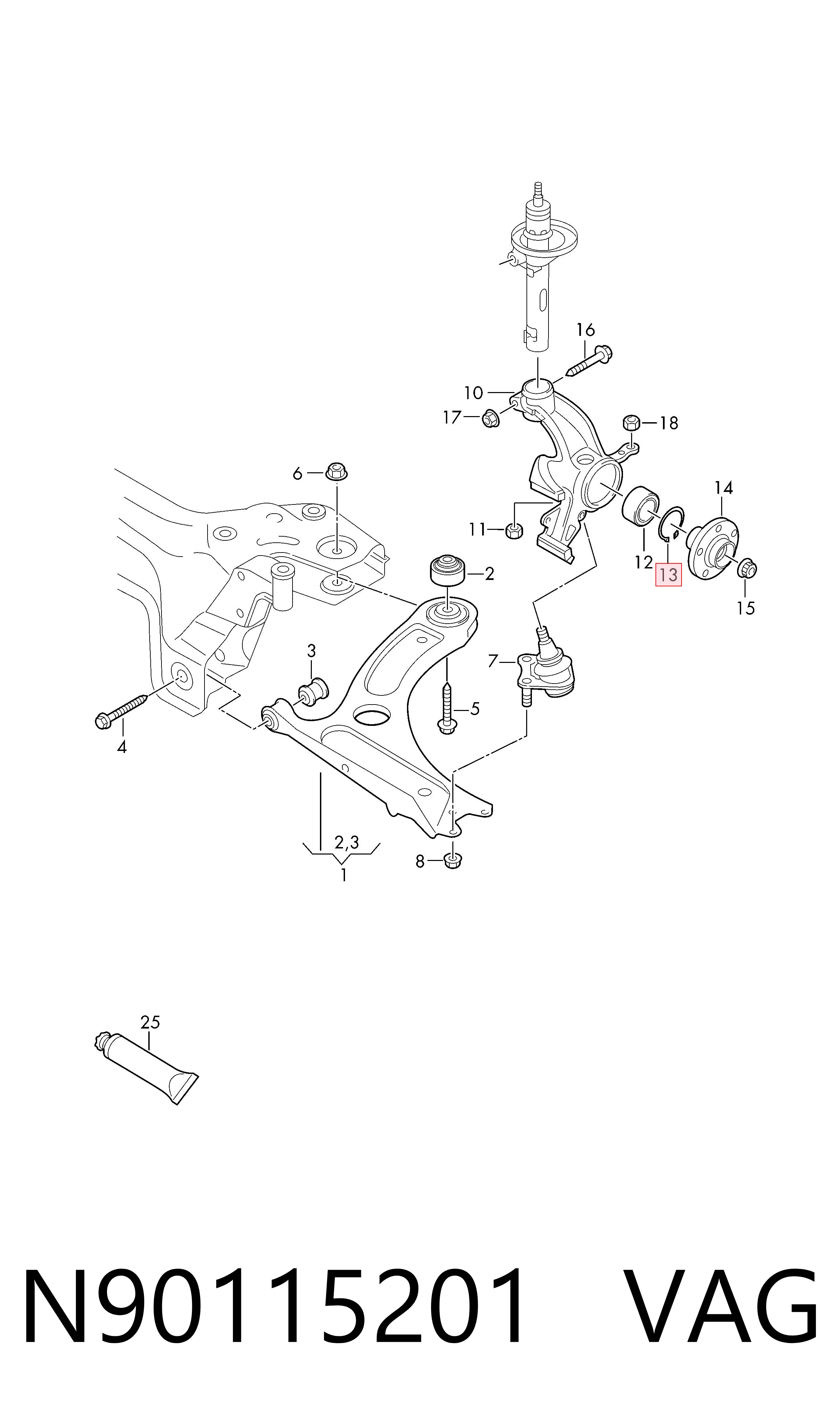 N90115201 VAG Кольцо стопорное подшипника передней ступицы