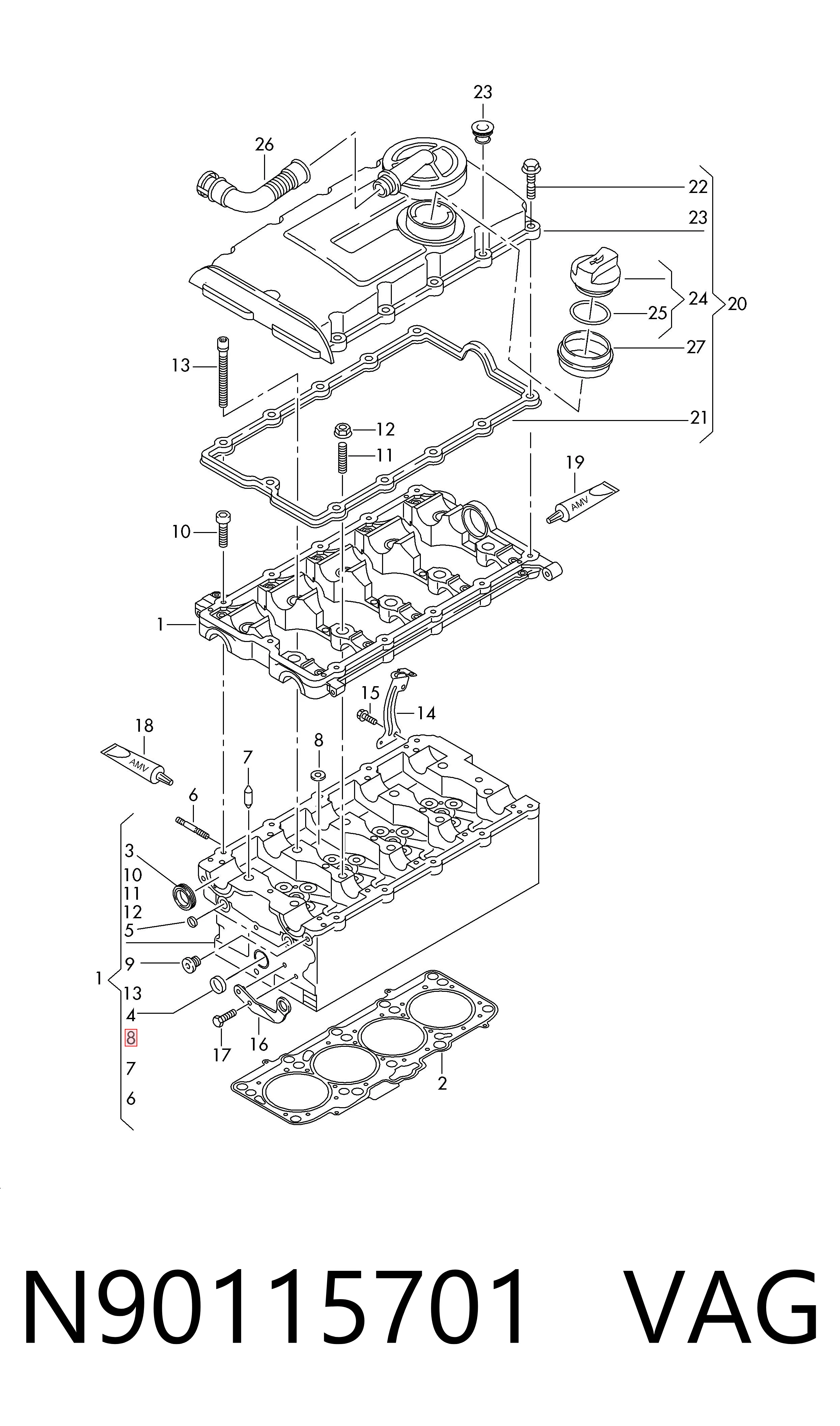 Болт головки блока цилиндров, ГБЦ VAG N90115701 цена, от 1.93 USD