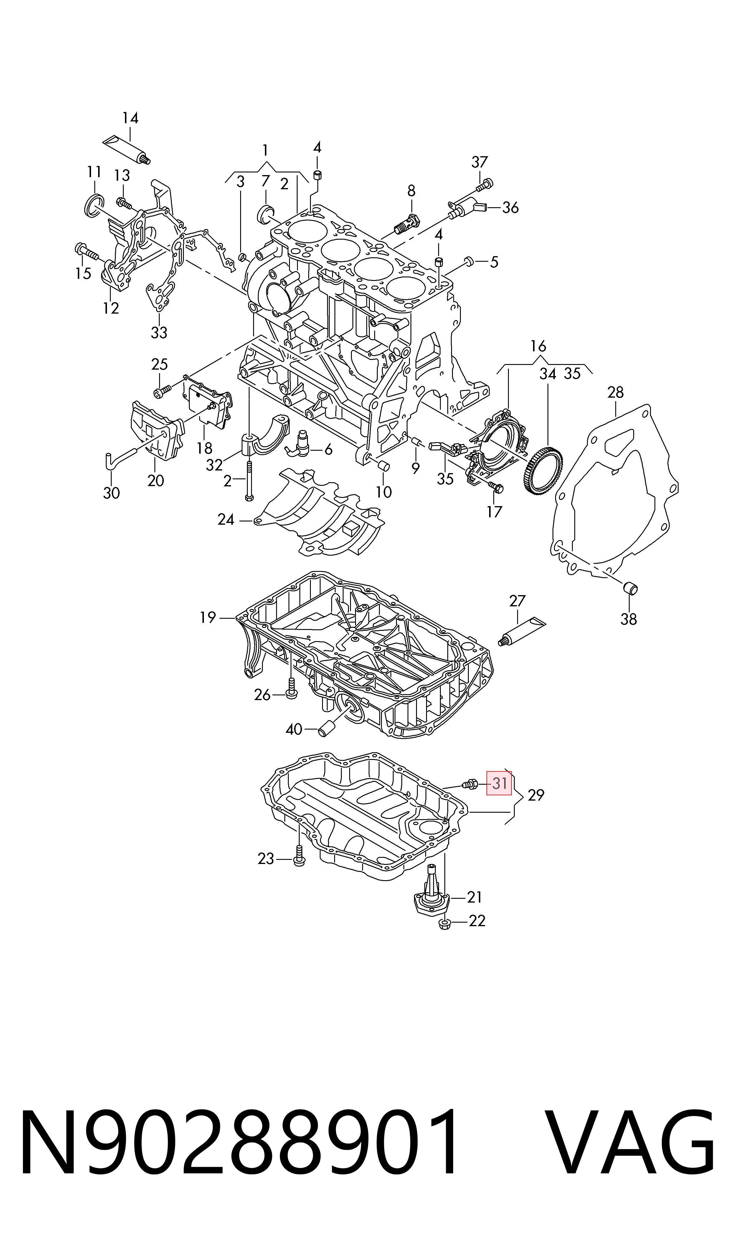 Пробка поддона двигателя VAG N90288901 цена, от 1.47 USD