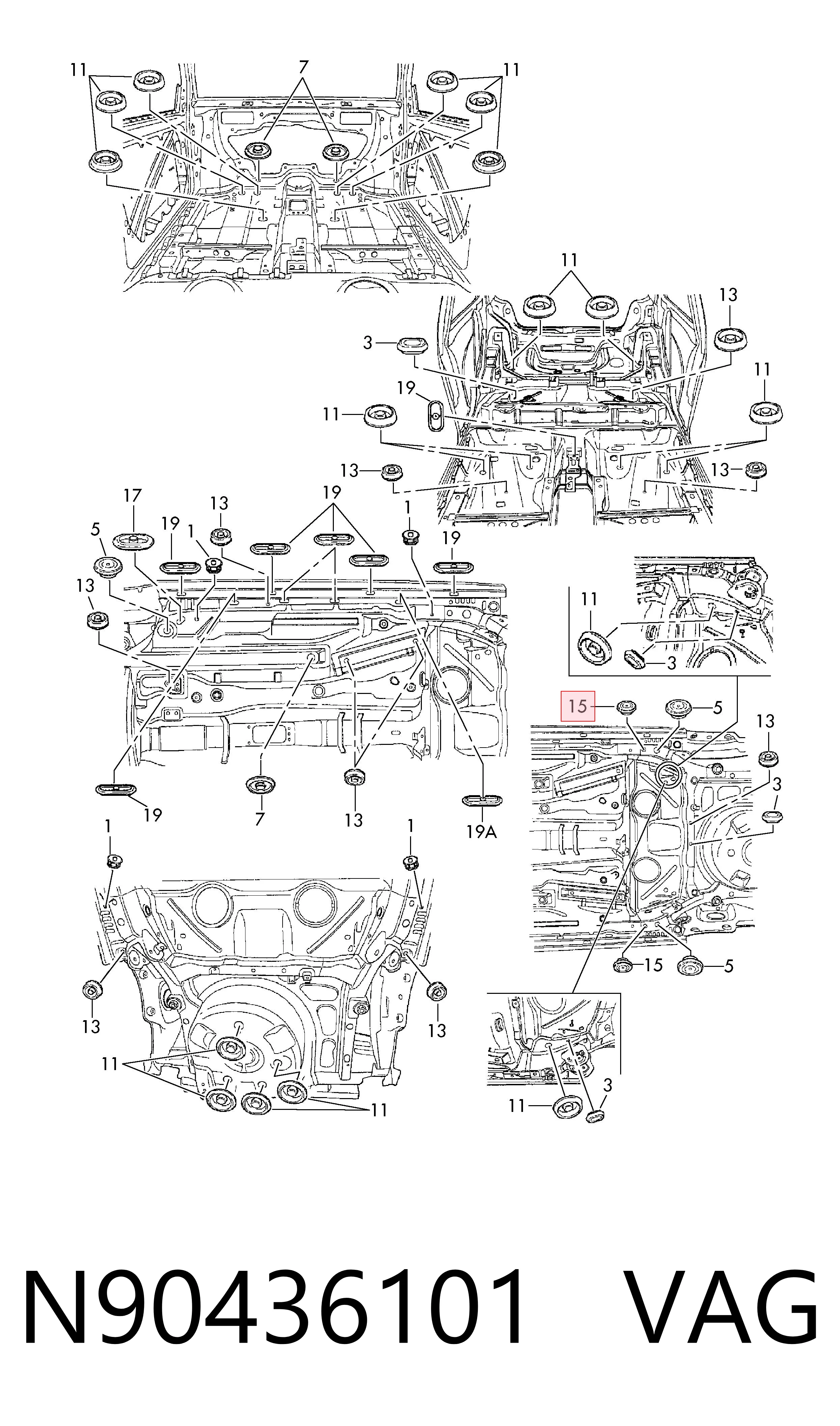 Заглушка пола VAG N90436101 цена, от 1.02 USD