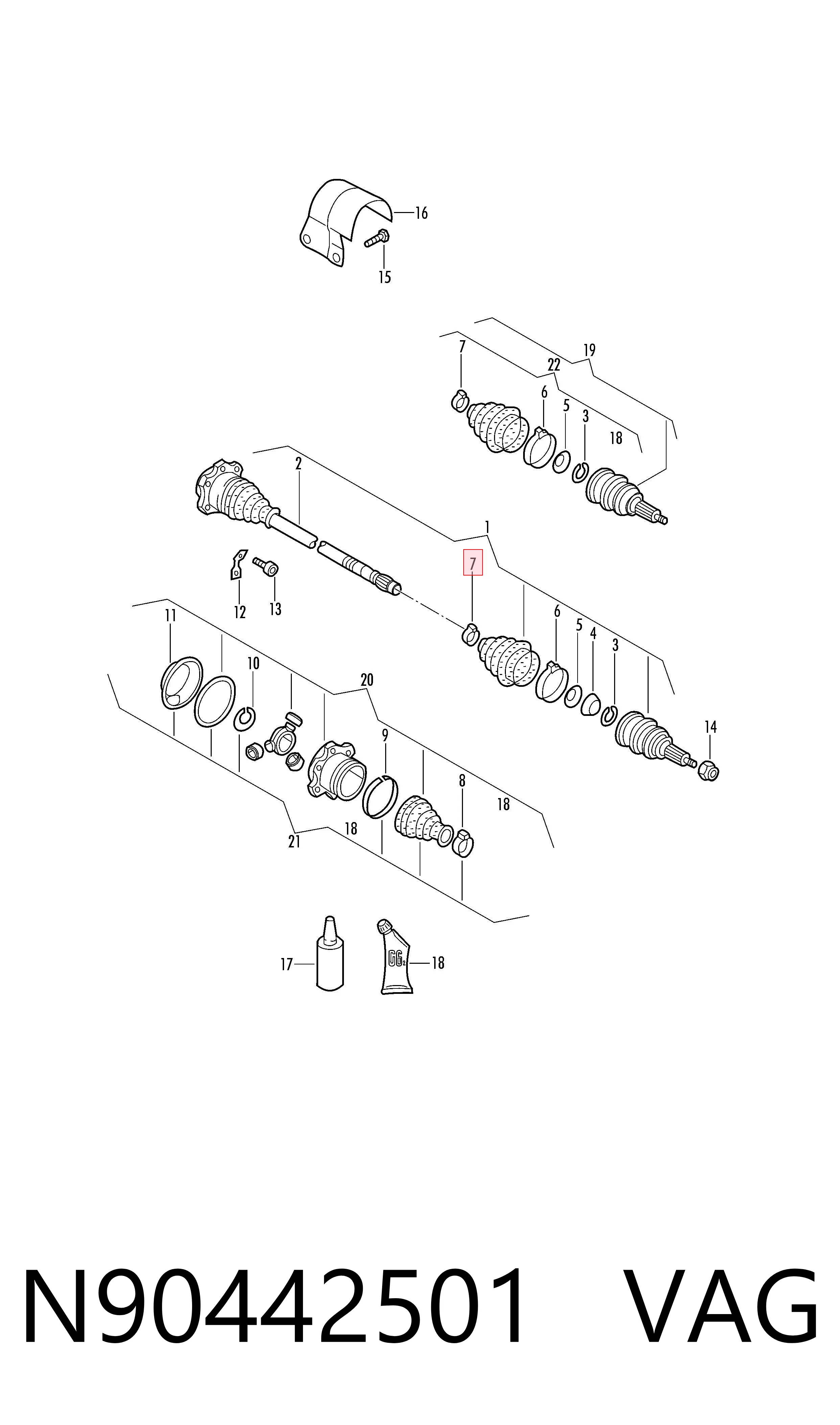 N90442501 VAG Хомут пыльника ШРУСа, универсальный