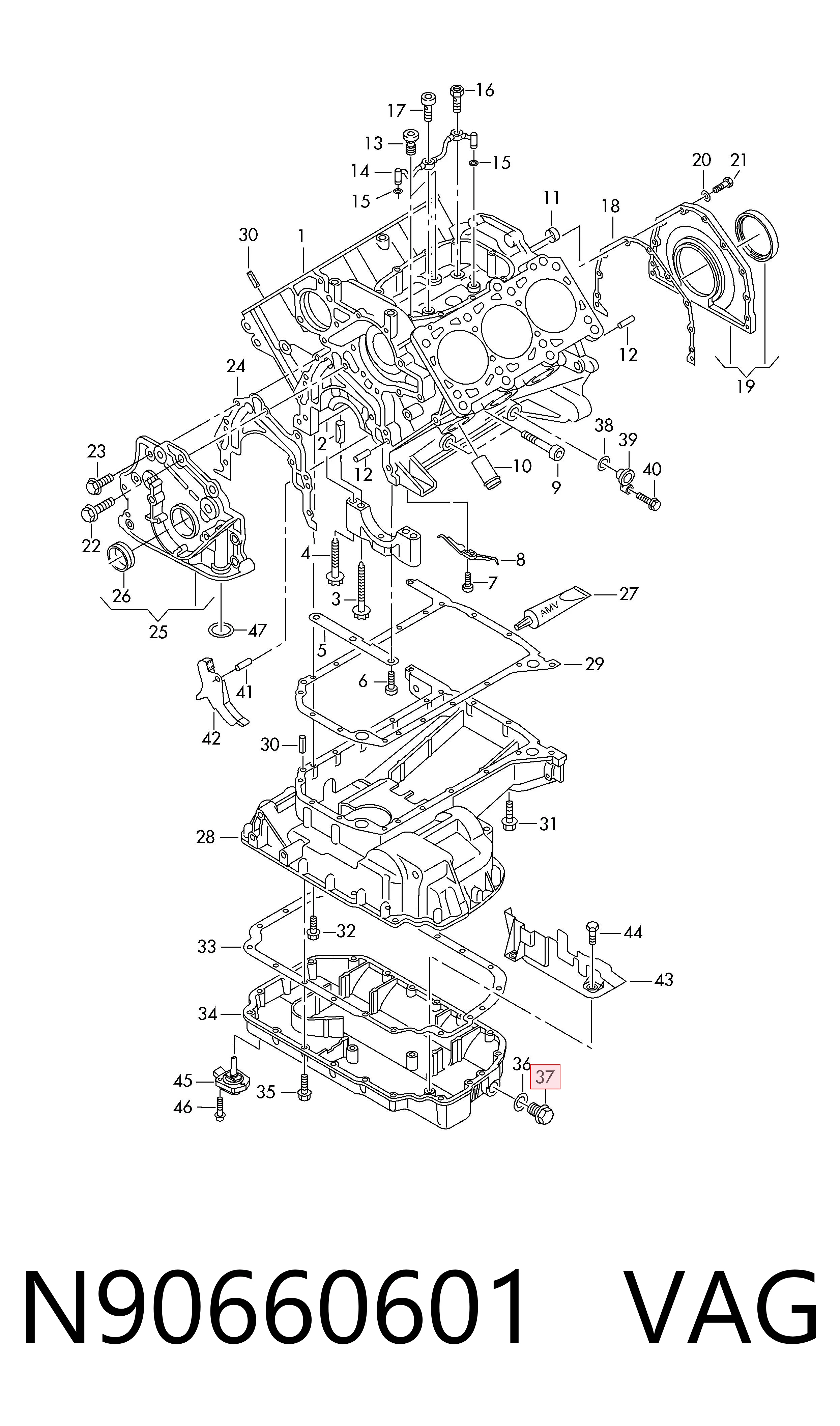 Пробка поддона двигателя N0161554 Porsche