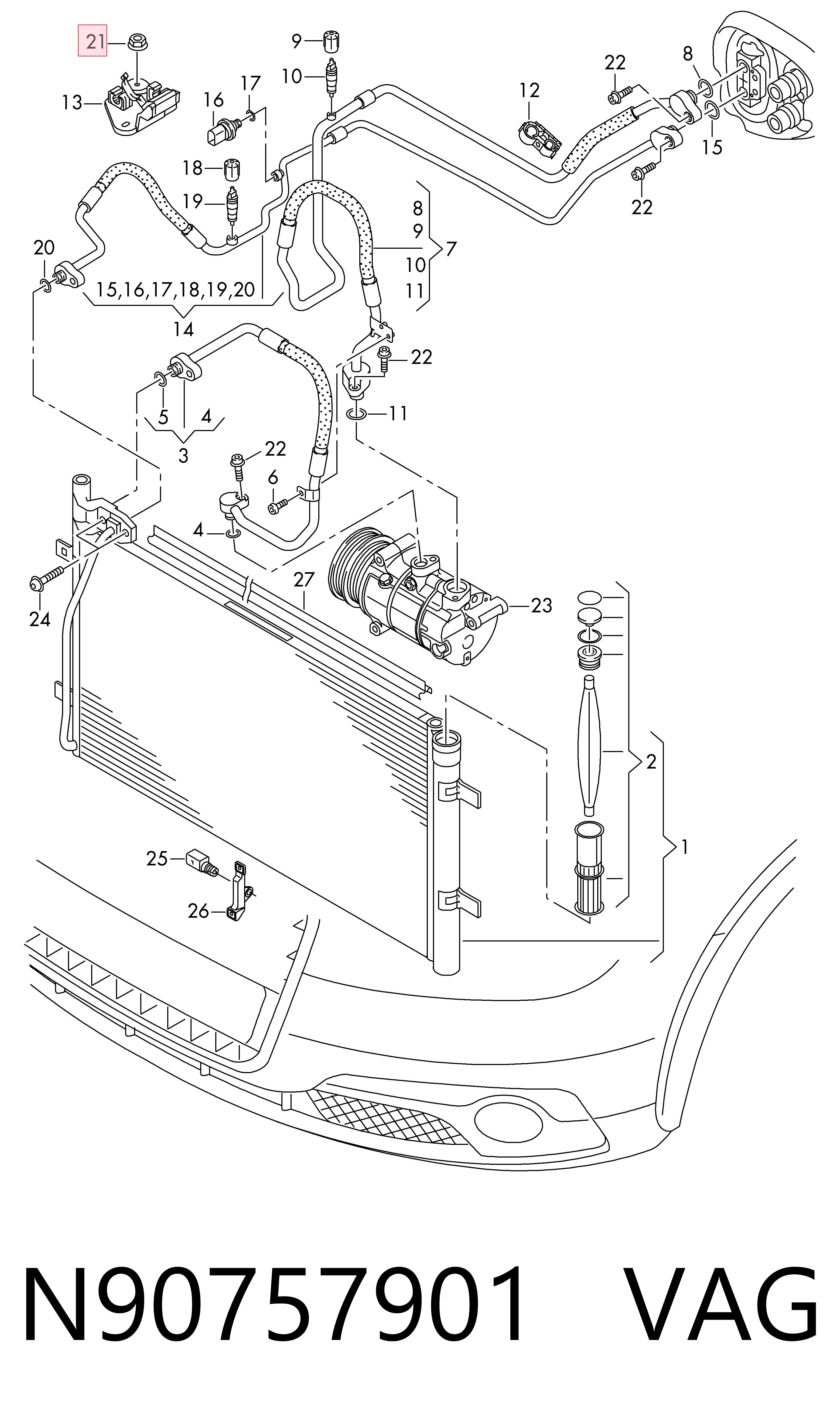 Болт (гайка) крепежа VAG N90757901 цена, от 0.63 USD