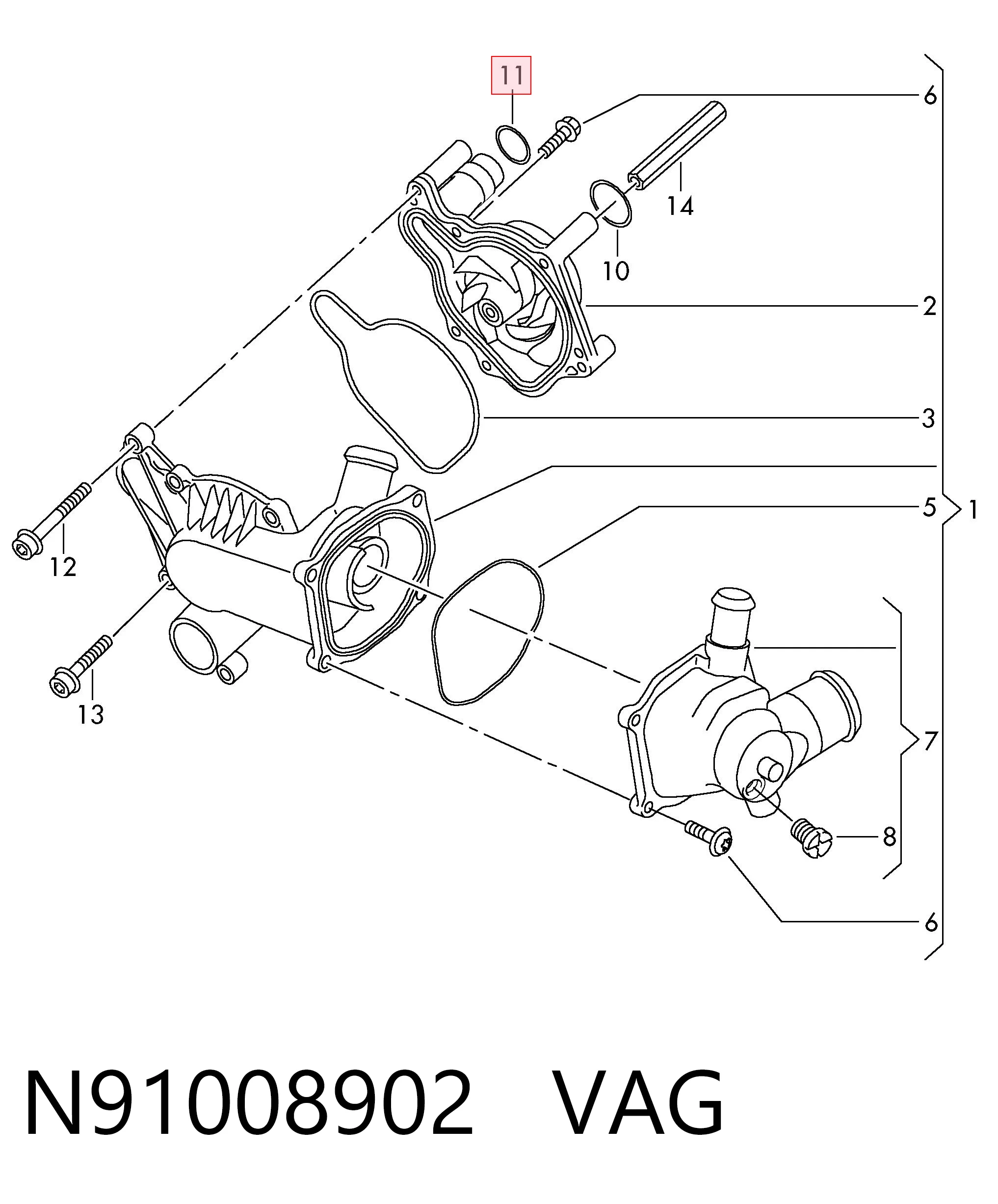 N91008902 VAG Прокладка водяного насоса