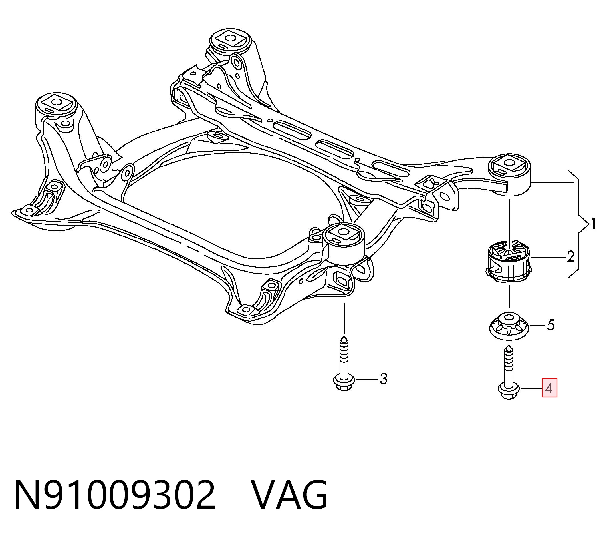 N91009302 VAG Болт подушки рамы кузова