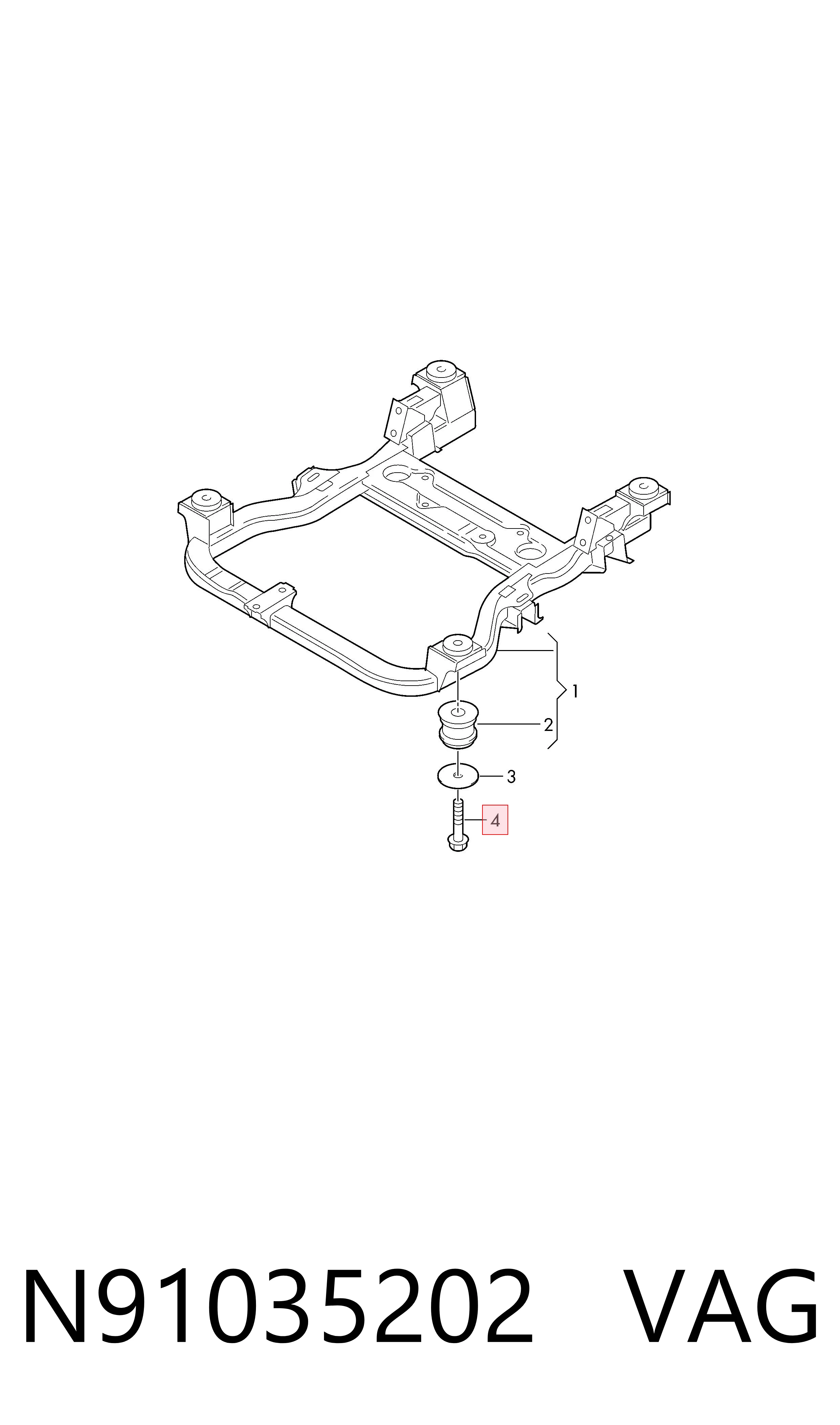 N91035202 VAG Болт подушки рамы кузова