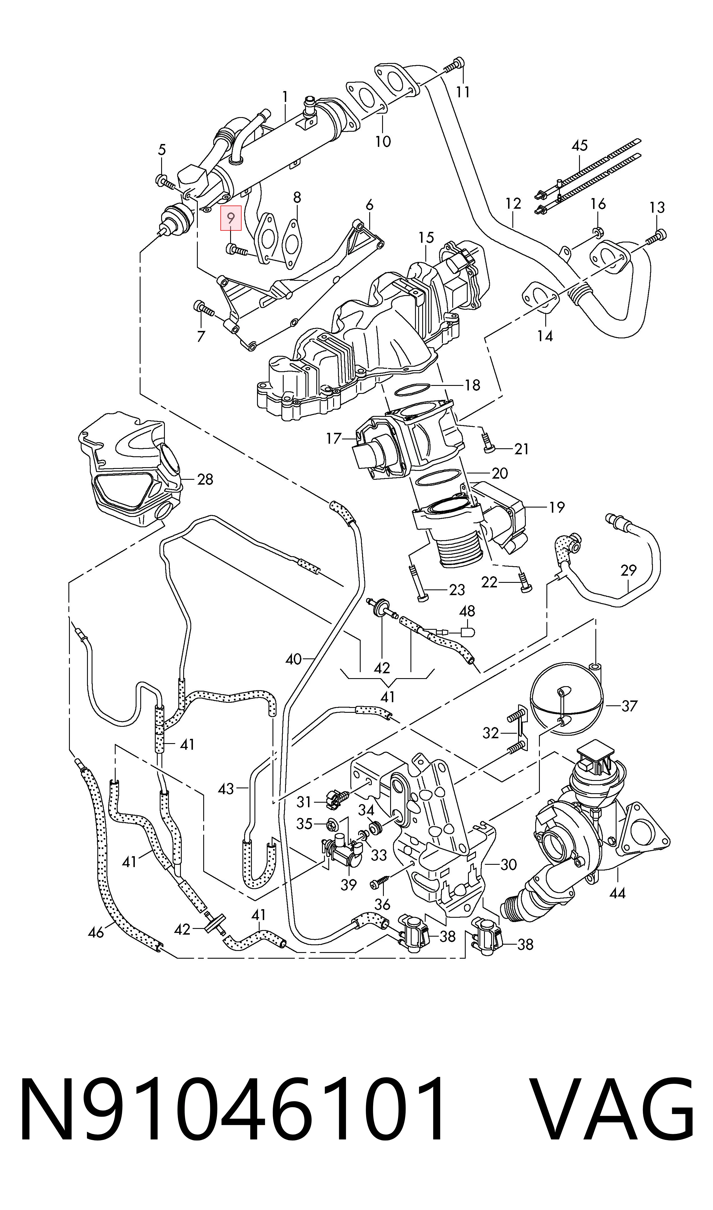 N91046101 VAG Болт (шпилька) выпускного коллектора