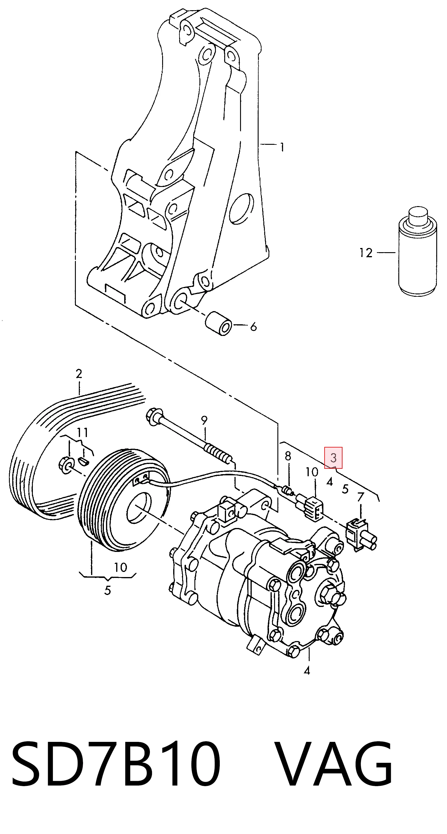 Компрессор системы кондиционирования Volkswagen Polo III седан (6KV2) (1995 - 2001) цена, от 44.34 USD