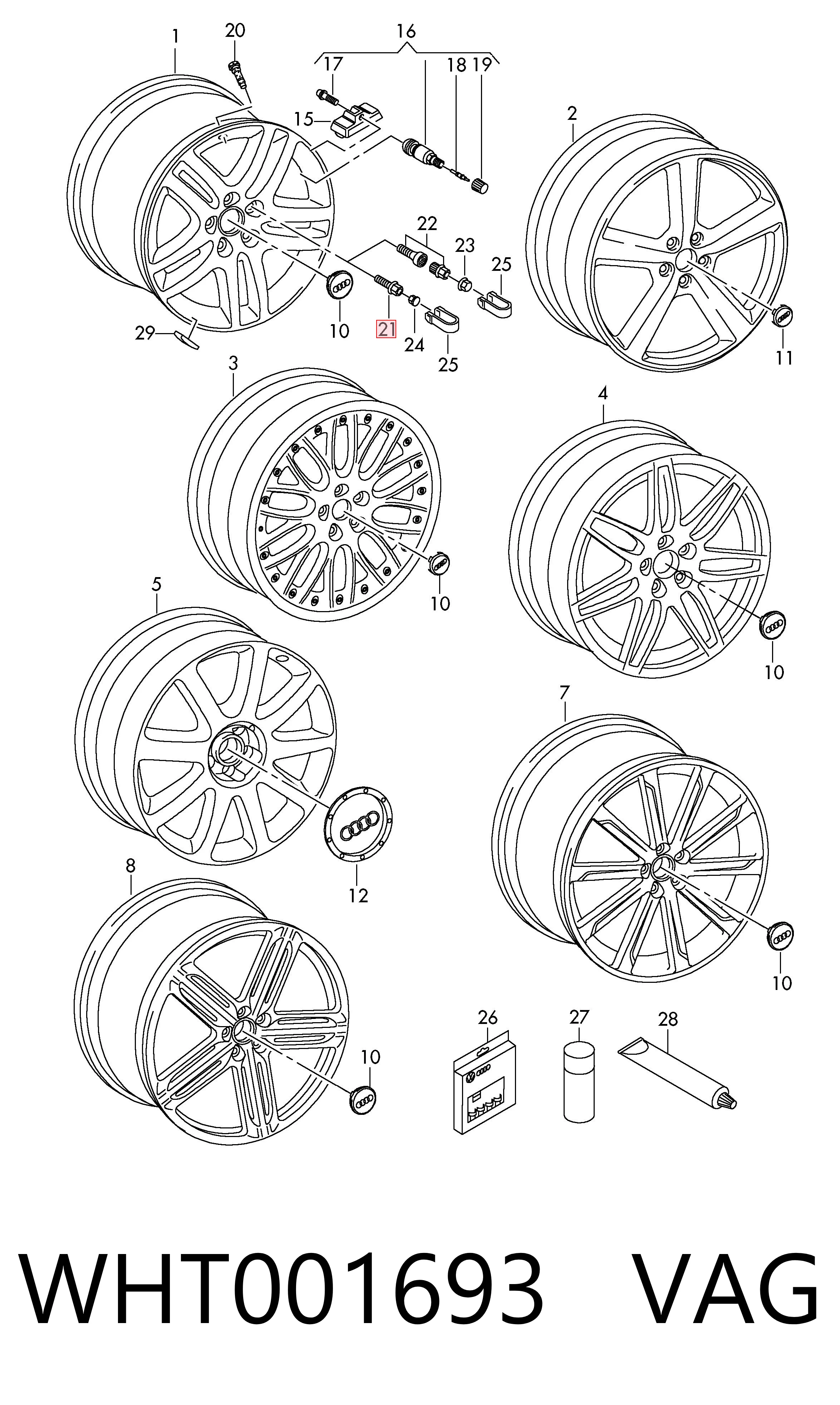 WHT001693 VAG Болты колесные