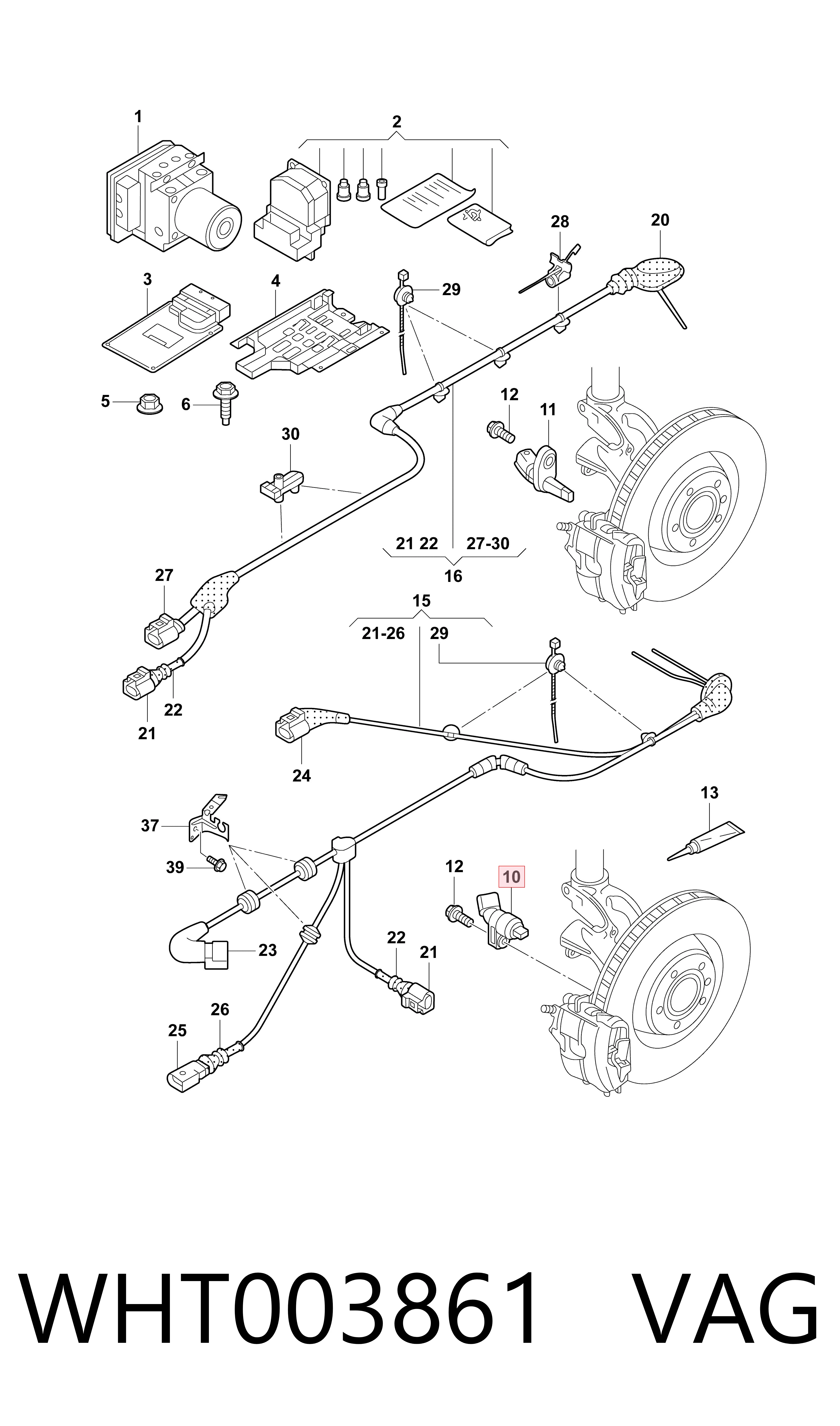 Купить WHT003861 VAG Датчик ABS передний левый