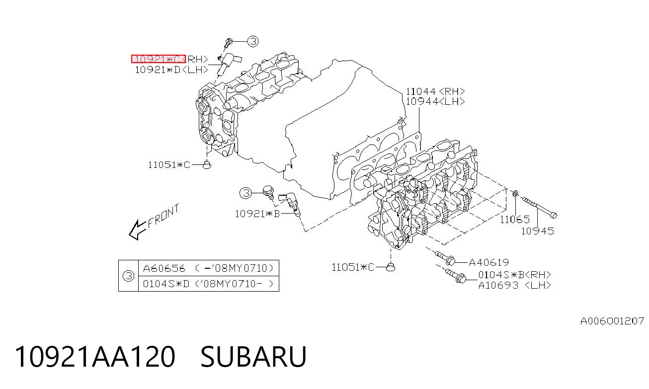 10921AA120 Subaru Клапан электромагнитный положения распредвала, правый