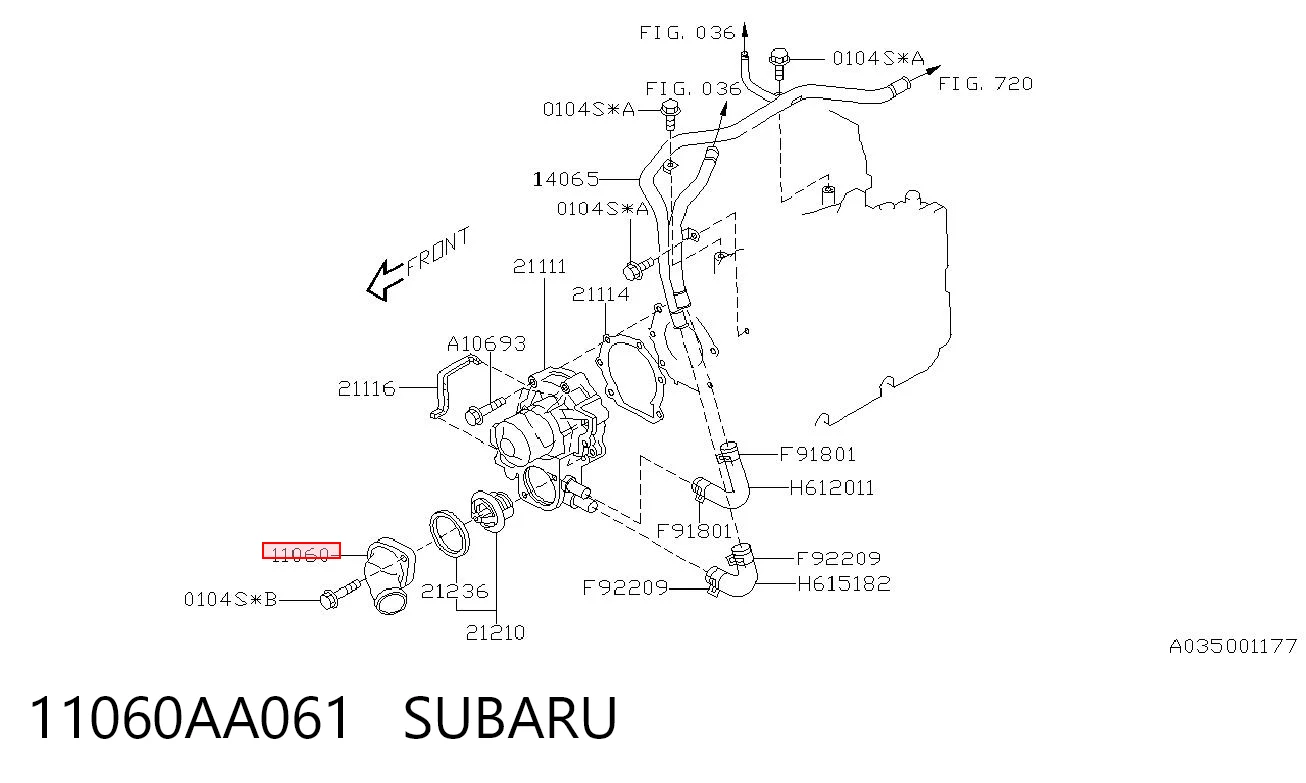 11060AA061 Subaru Крышка корпуса термостата