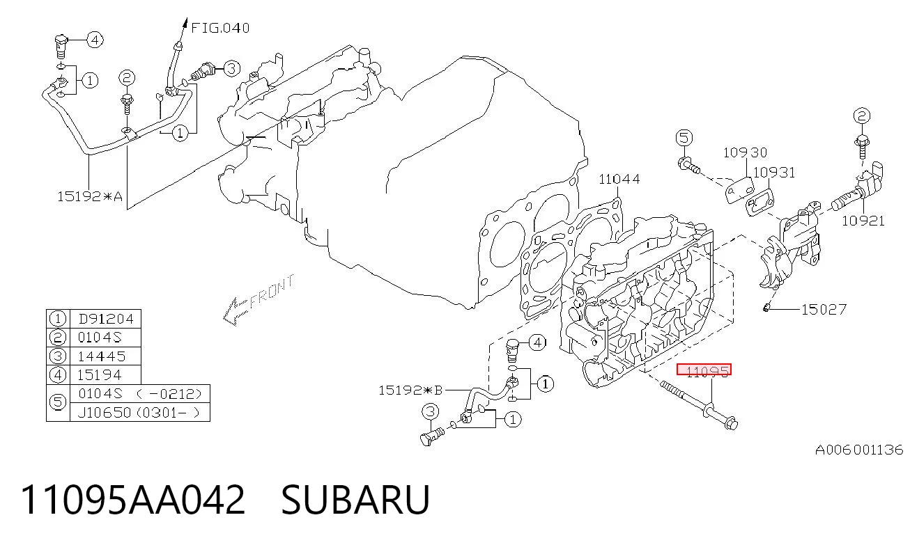 11095AA042 Subaru Болт крепления головки блока цилиндров