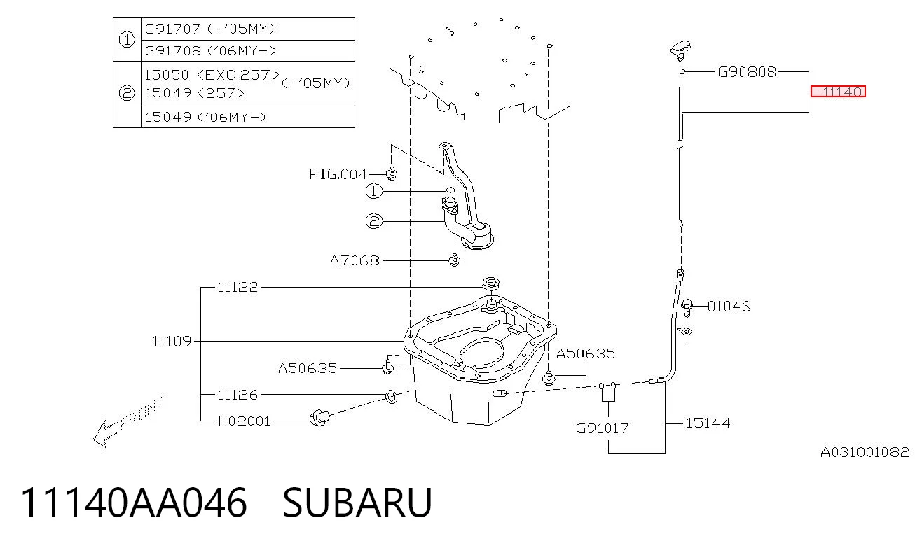 Щуп уровня масла на Subaru Legacy II BD, BG