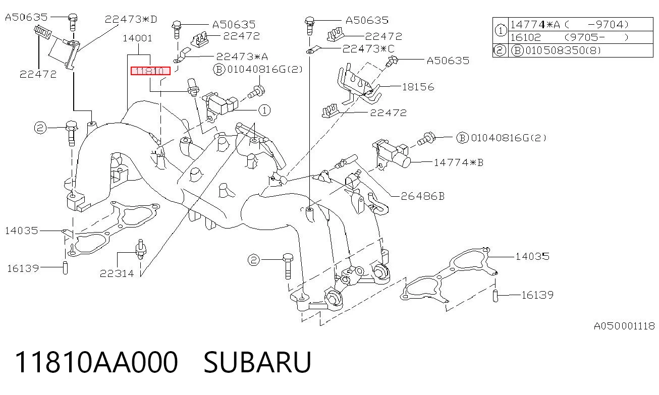 11810AA000 Subaru Клапан PCV вентиляции картера