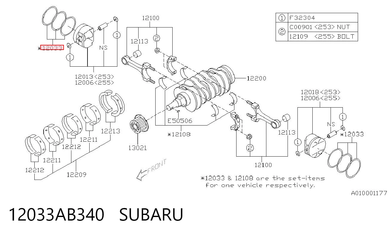 12033AB340 NE/NPR Комплект поршневых колец, STD