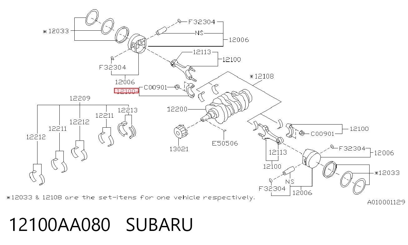 12100AA080 Subaru Шатун двигателя