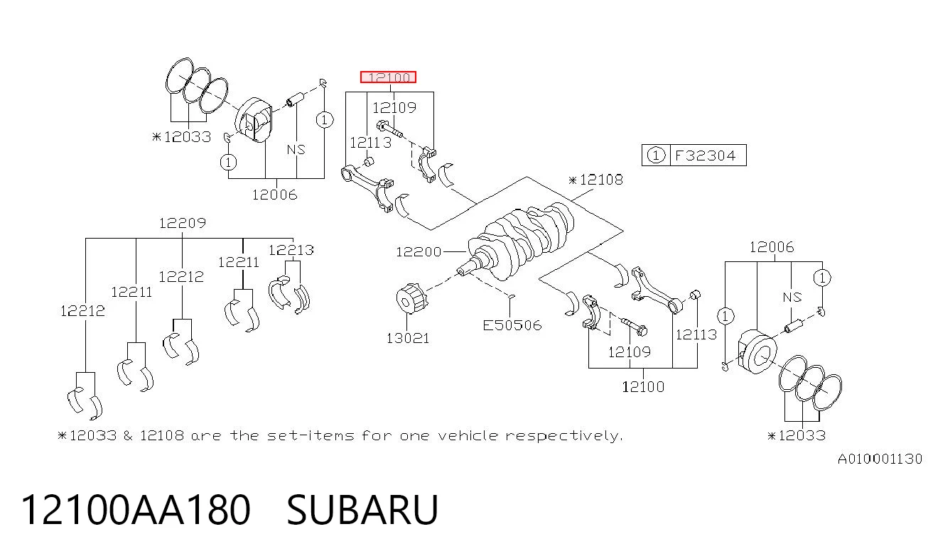 12100AA180 Subaru Шатун двигателя
